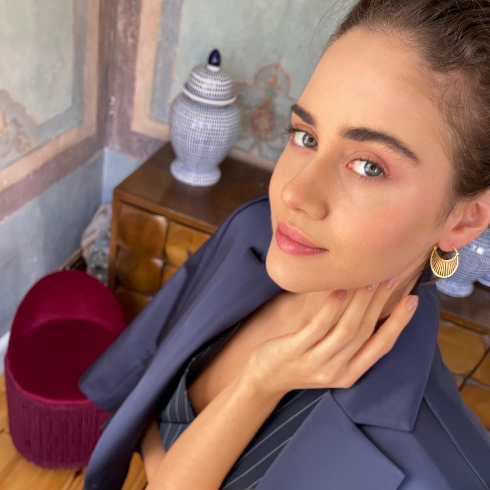 Antique Daylight Midi Earrings - 925 Sterling Silver Jewelry - Gold Plated Sunlight Earrings - Womens Jewelry -