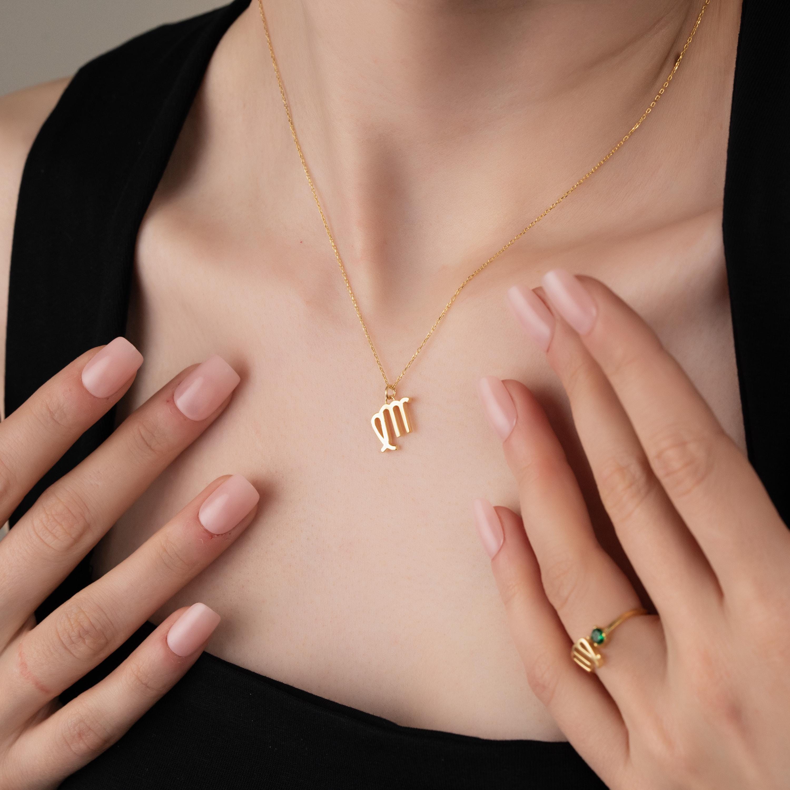 Zodiac Necklace And Adjustable Ring Set , Personalized Zodiac Sign Jewelry Set, Horoscope Pendant And Ring Matching Set, Astrology Jewelry