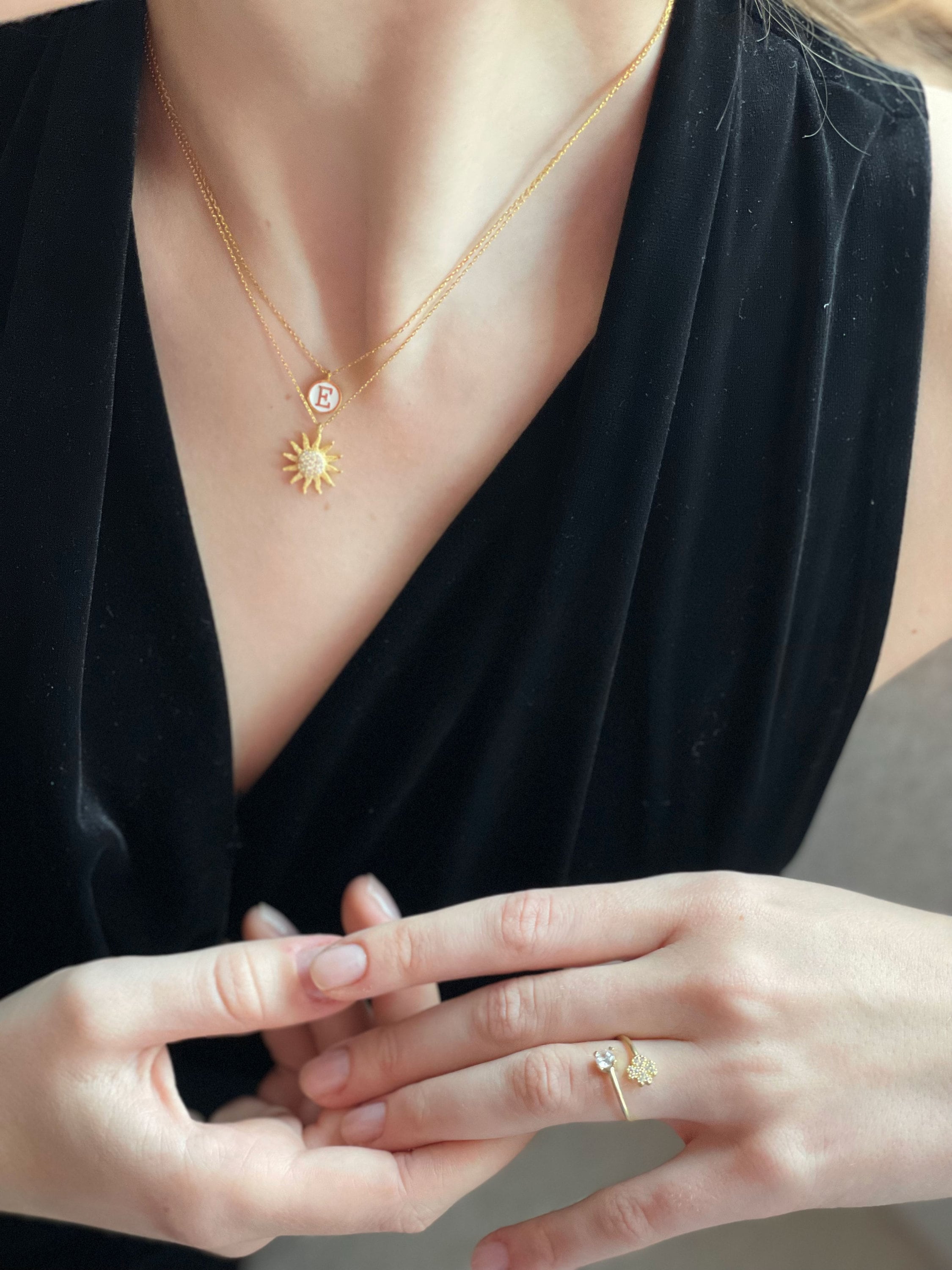 Handmade Jewelry, Celestial Sun Necklace, Delicate Necklace , Gold Plated Necklace, Sun Pendant, Handmade Silver Necklace,