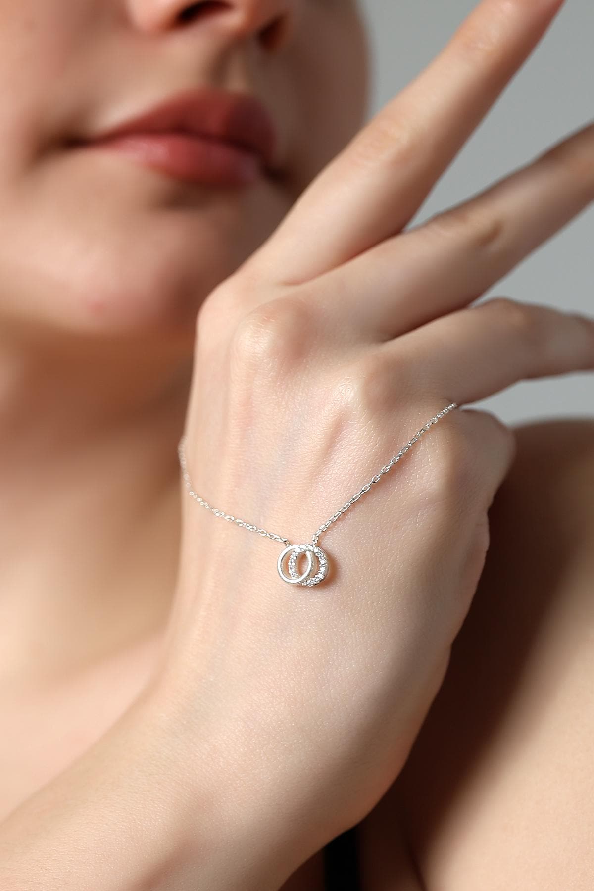 Infinity Linked Circles Pendant , Elegant Silver Double Ring Necklace , Timeless And Minimalist Design , Friendship & Love Inspired Gift