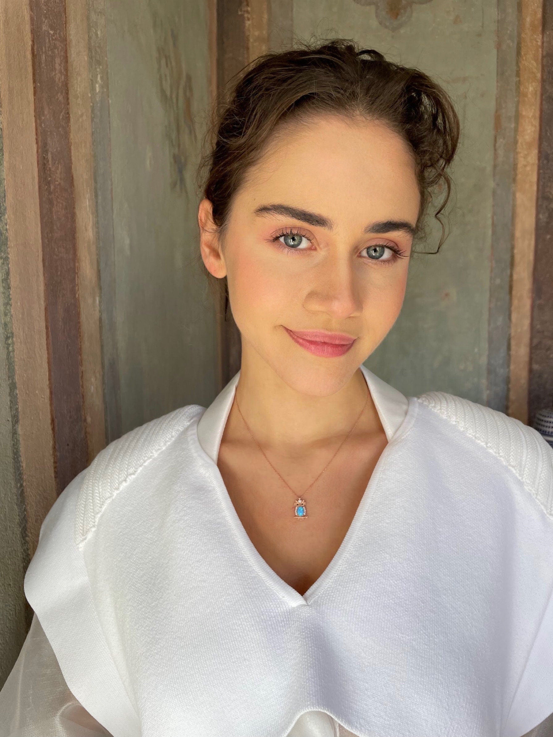 Owl Wisdom Necklace - Blue Opal Owl Pendant - Guardian Pendant - Minimalist Sterling Silver Jewelry - Gift For Animal Lovers