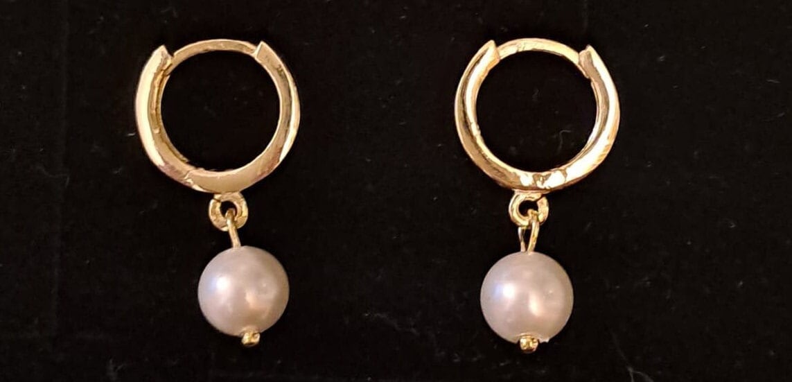 Romantic Pearl Hoop Earrings - Bridal Pearl Earrings - Handmade Gold Color Pearl Earrings- Pearl Drop Earrings Gold/rose Color For Women -