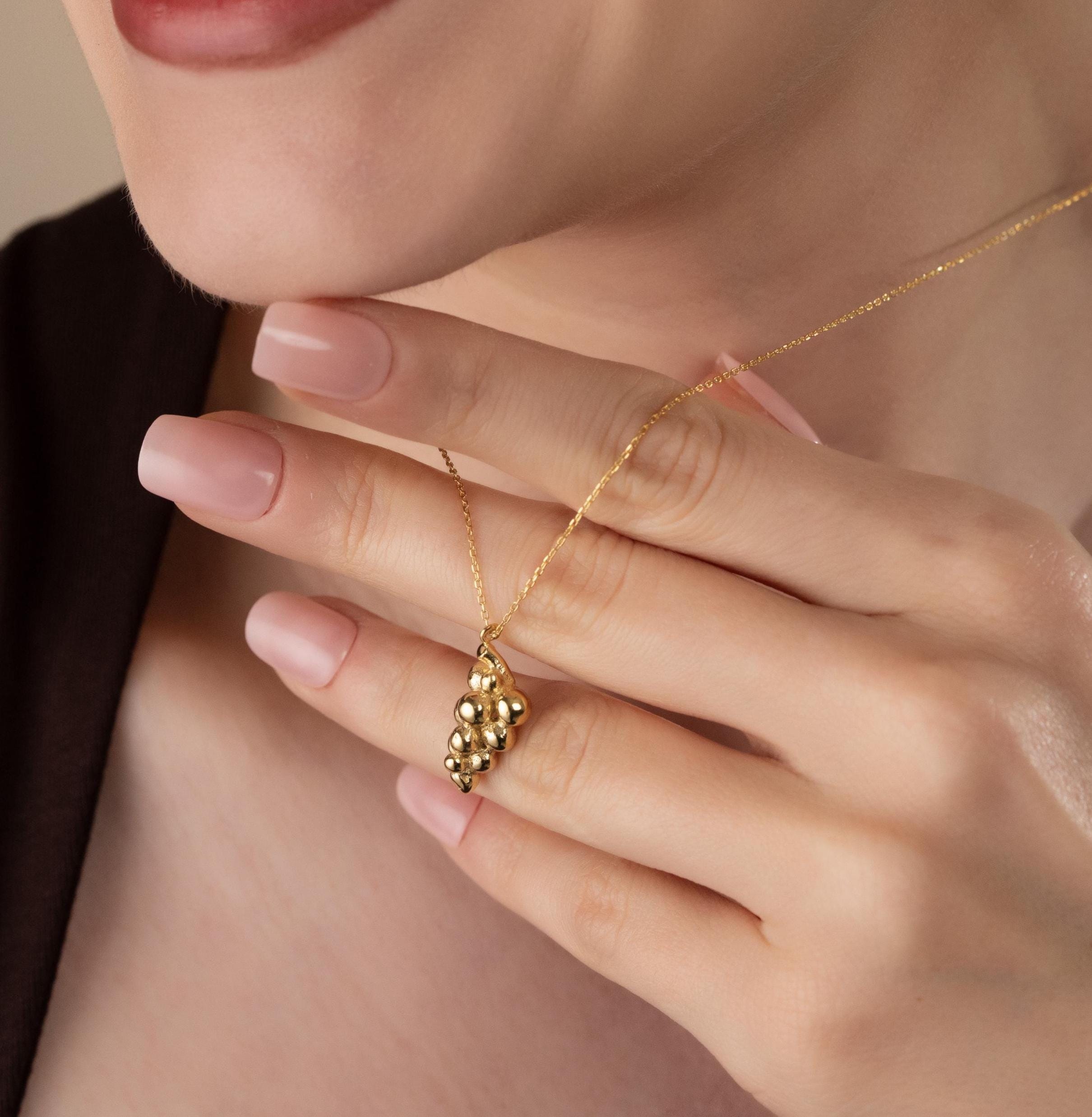 Artisan Grape Cluster Necklace, Nature’s Touch Jewelry, Handmade Silver Necklace, Statement Jewelry For Women, Timeless Bead Cluster Pendant