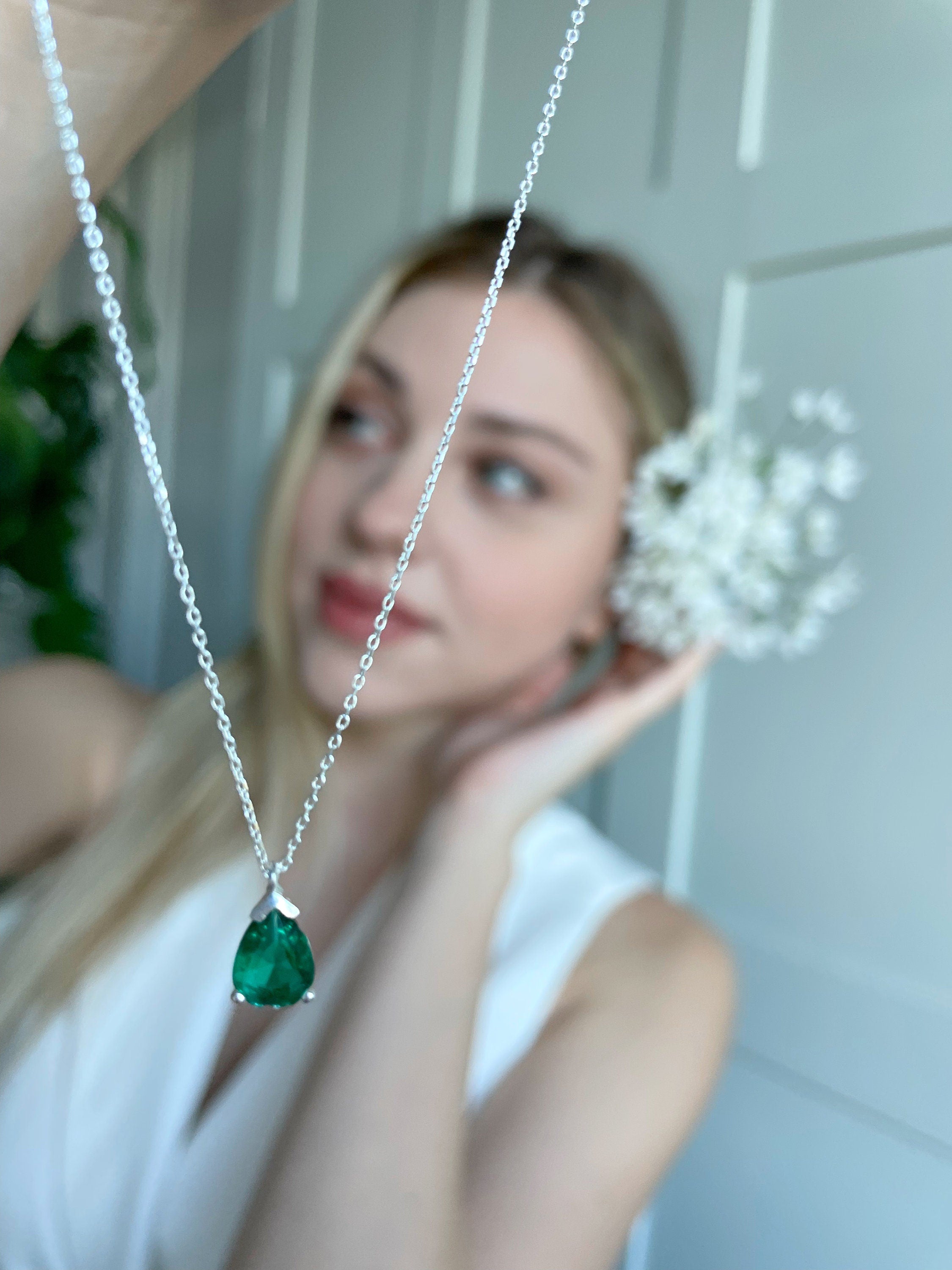 Catherine Teardrop Gold Color Chain - Delicate Emerald Birthstone - Gold/rose/silver Chain - All Color Birthstone - Mothers Day Necklace