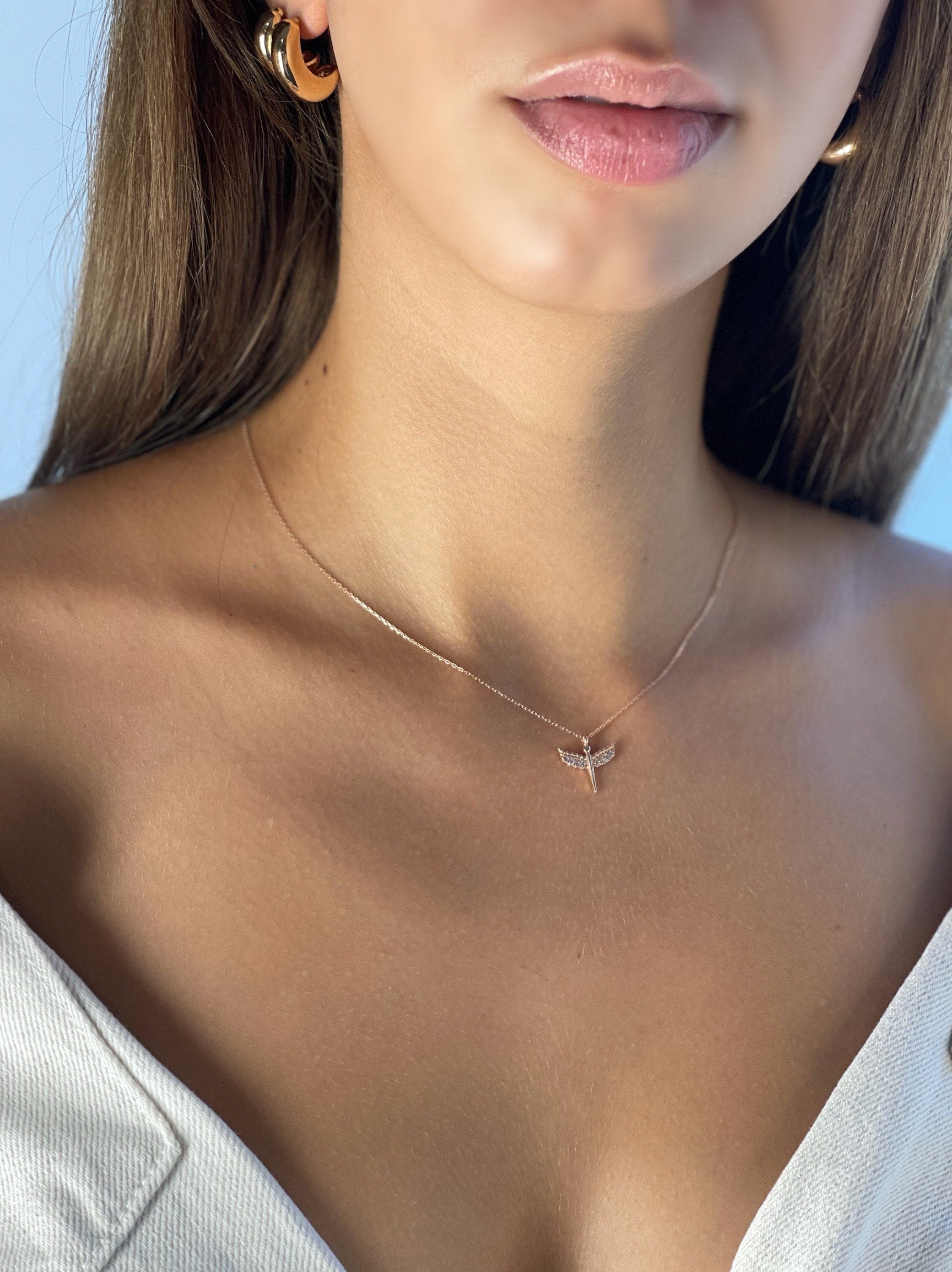 Guardian Angel Silver Necklace, Archangel Sterling Pendant, Baby Angel Necklace, Catholic Jewelry, , Handmade Gift Idea, Personalized Gift