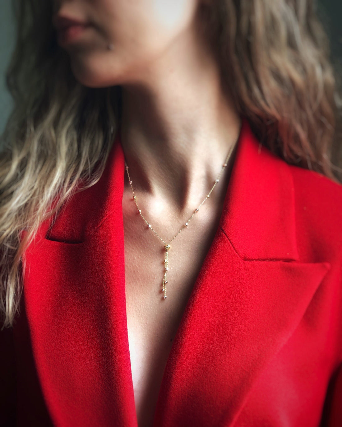 Drop Ball Necklace, Lariat Necklace, Gold Filled Drop Necklace, Y Necklace, Layering Necklace, Personalized Drop Ball Necklace For Woman