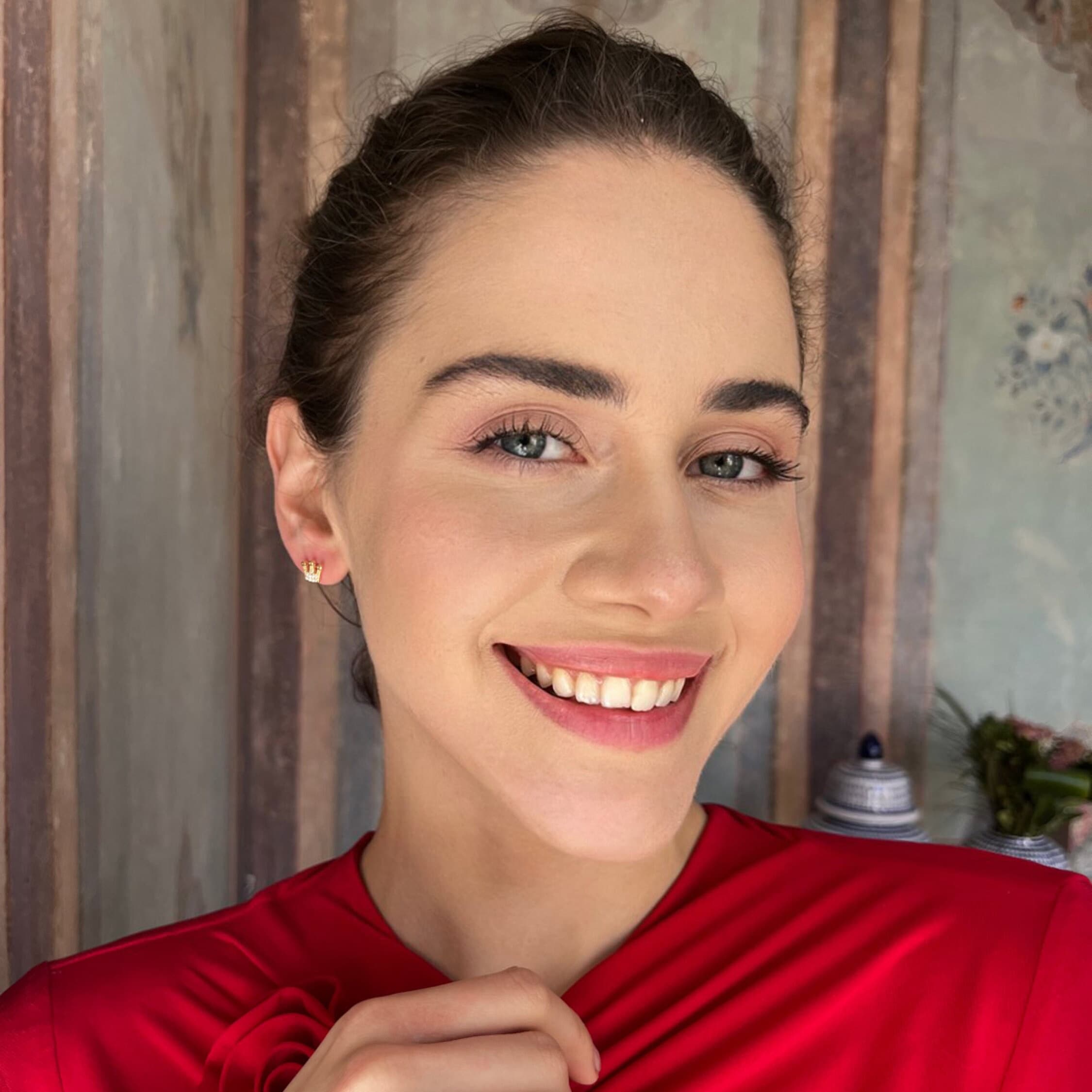 Elegant Crown Earrings - Cz Gold Plated Crown Stud Earrings - Minimalist Sterling Silver Jewelry - Princess Gift