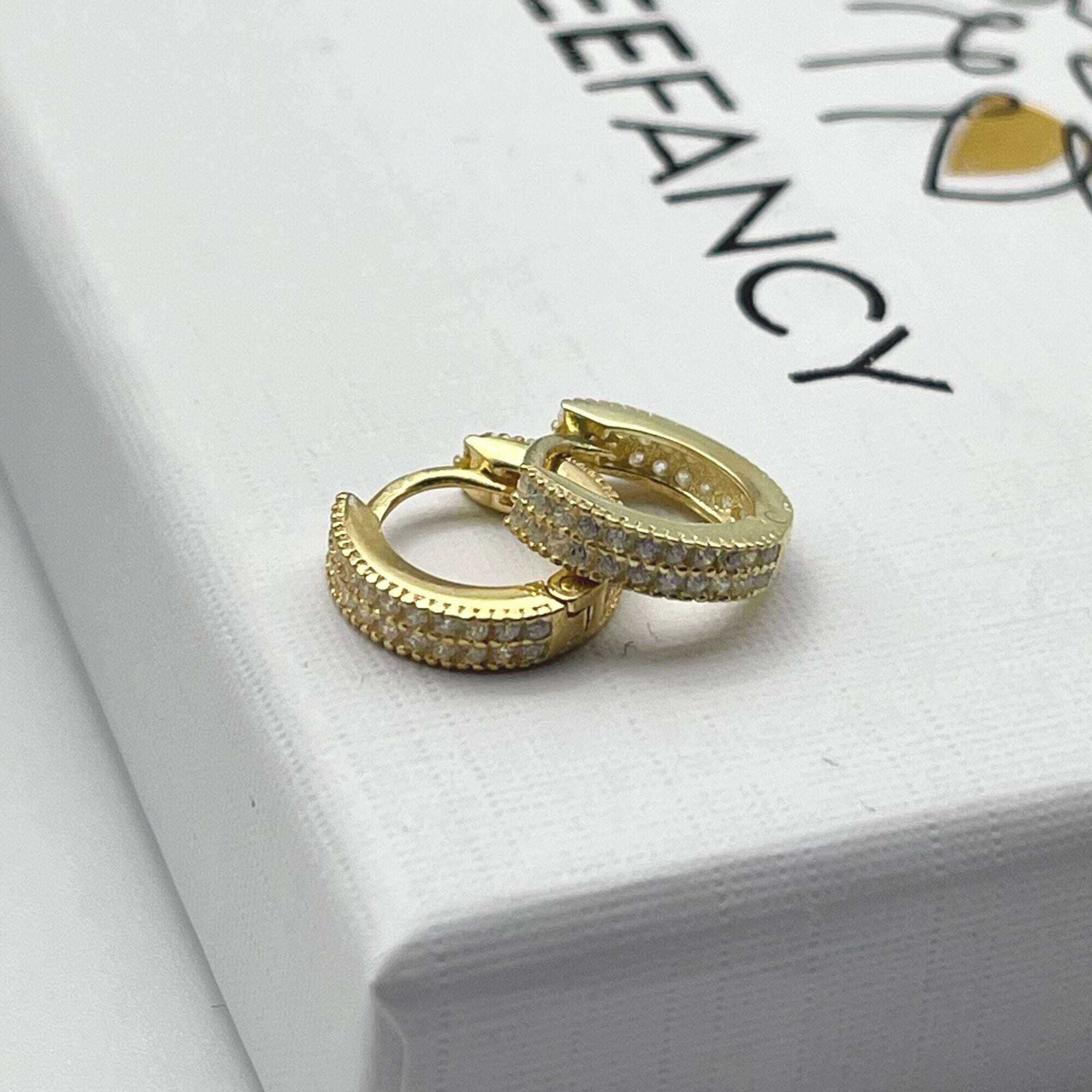 Petite Huggie Hoop Earrings - Pair Of Minimalist Two-way Huggie Hoop Earrings - Baguette Earrings - Twin Row Pave Cz Huggie Earrings