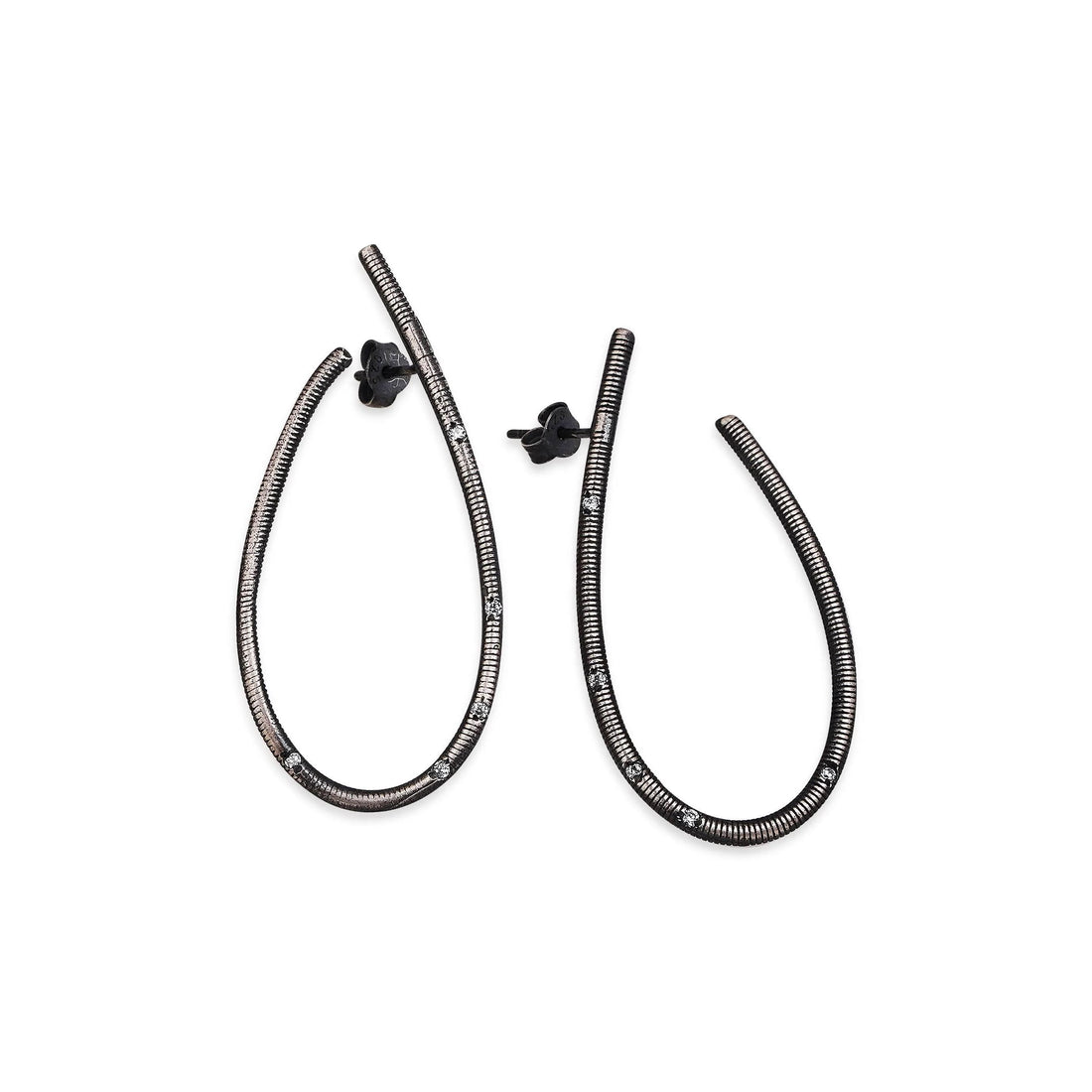 Large Hoop Earrings - Sterling Silver Hoop Earrings For A Stylish Look - Handmade Silver Oxidised Jewelry - Stud Earrings
