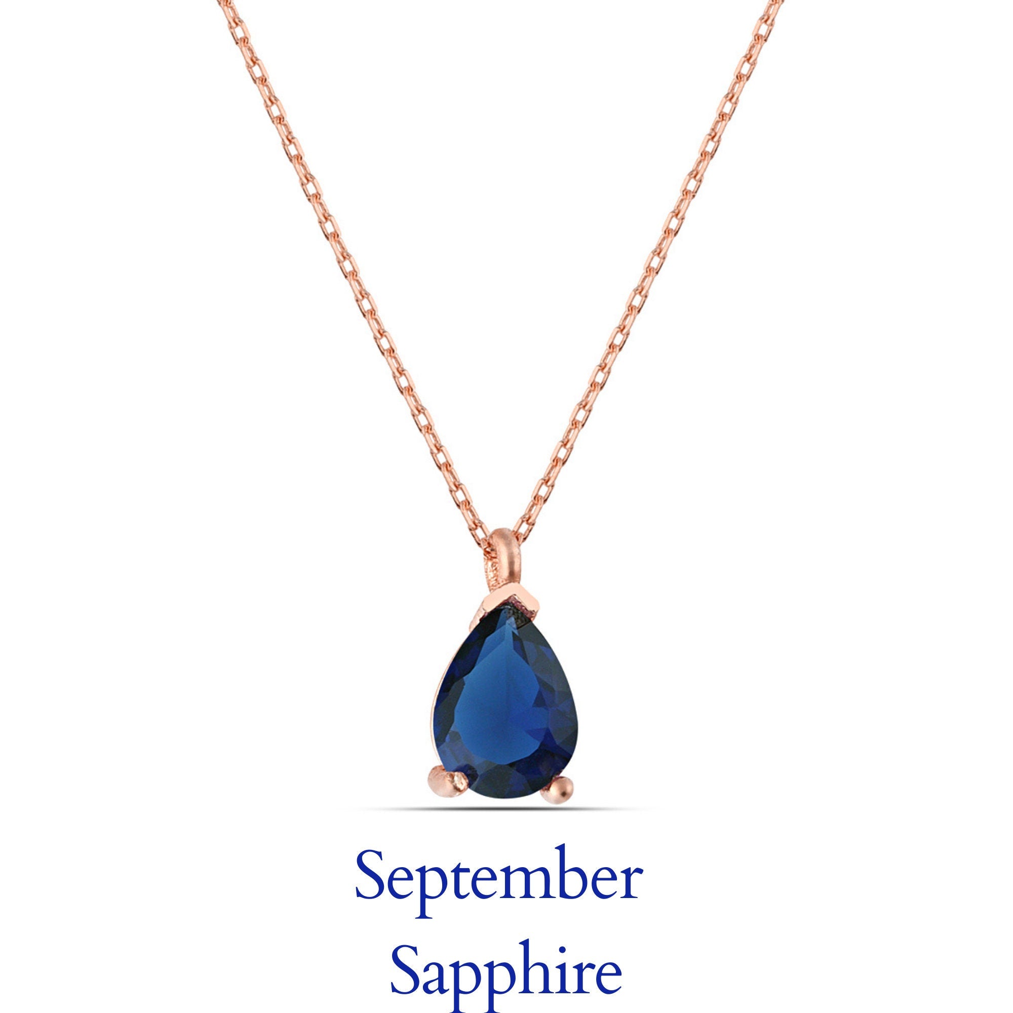 Drop Birthstone Silver Necklace - Zircon Dainty Necklace - Blue Zircon Necklace - Delicate Silver Necklace -