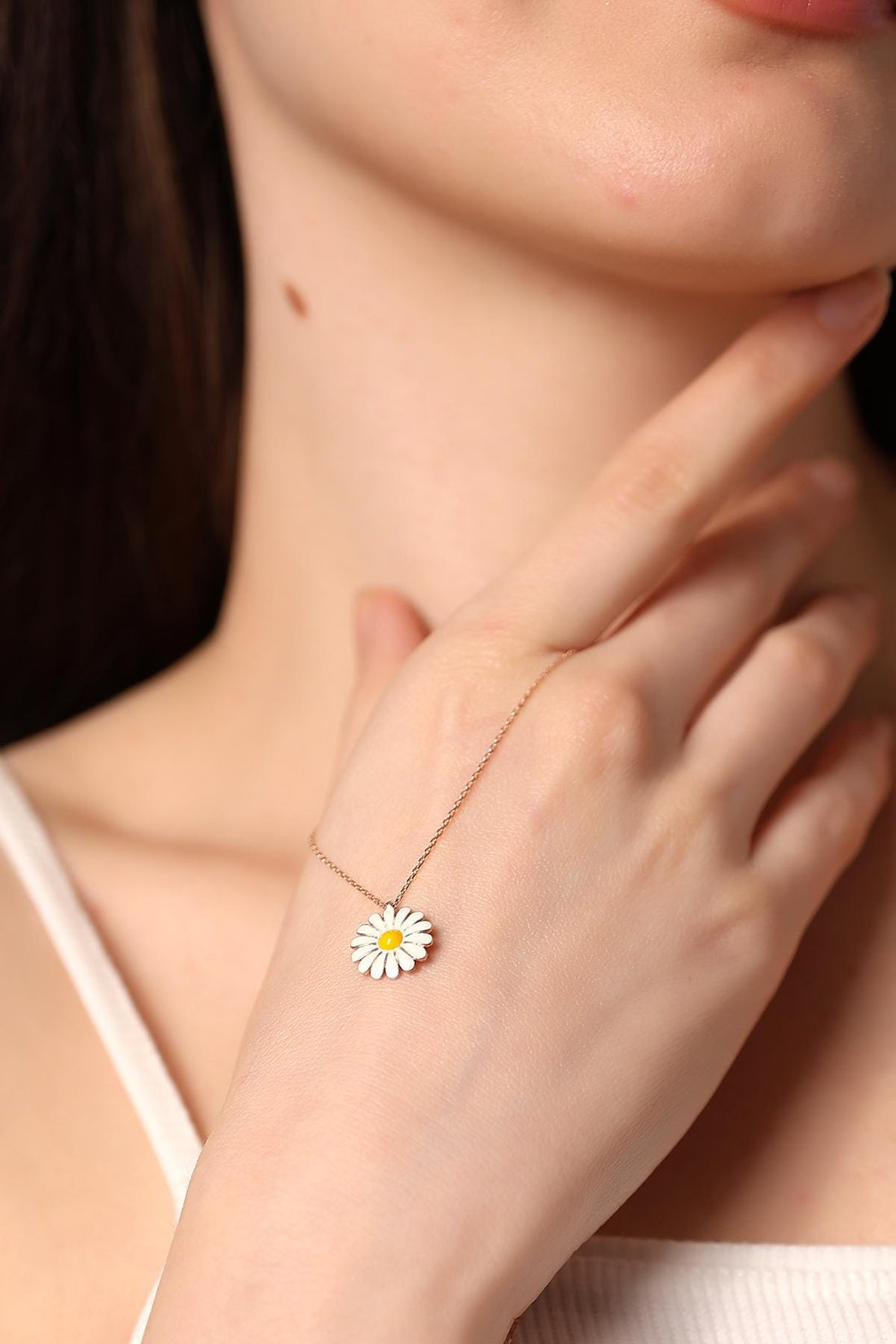 Dainty Daisy Pendant Necklace, Floral Handmade Jewelry, Minimalist Daisy Charm Necklace , Sterling Silver Jewelry For Women, Cute Daisy Gift