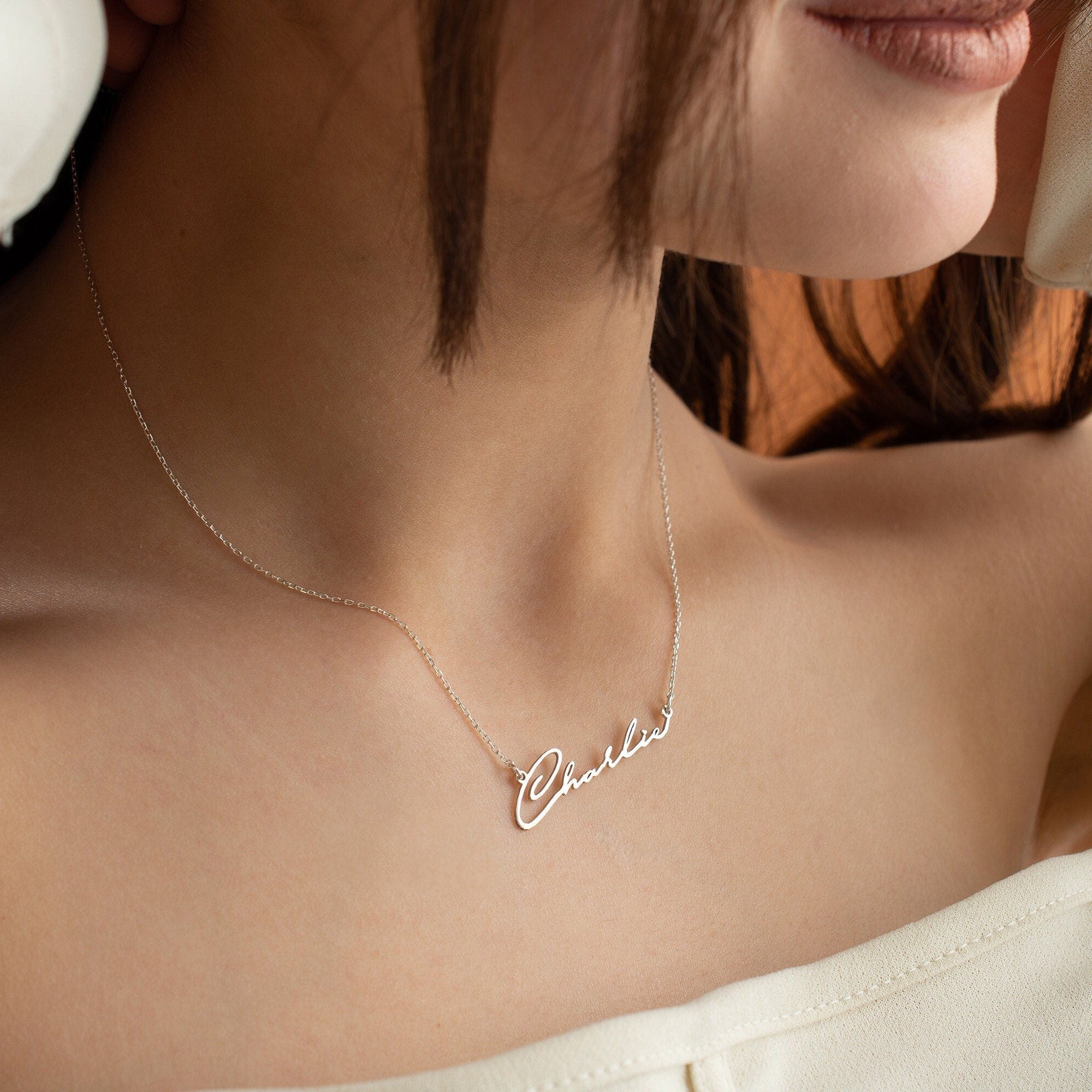 Minimalist Name Necklace - Sterling Silver Handmade Name Necklace - Customized Name Silver/gold/rose Necklace - Delicate Silver Necklace