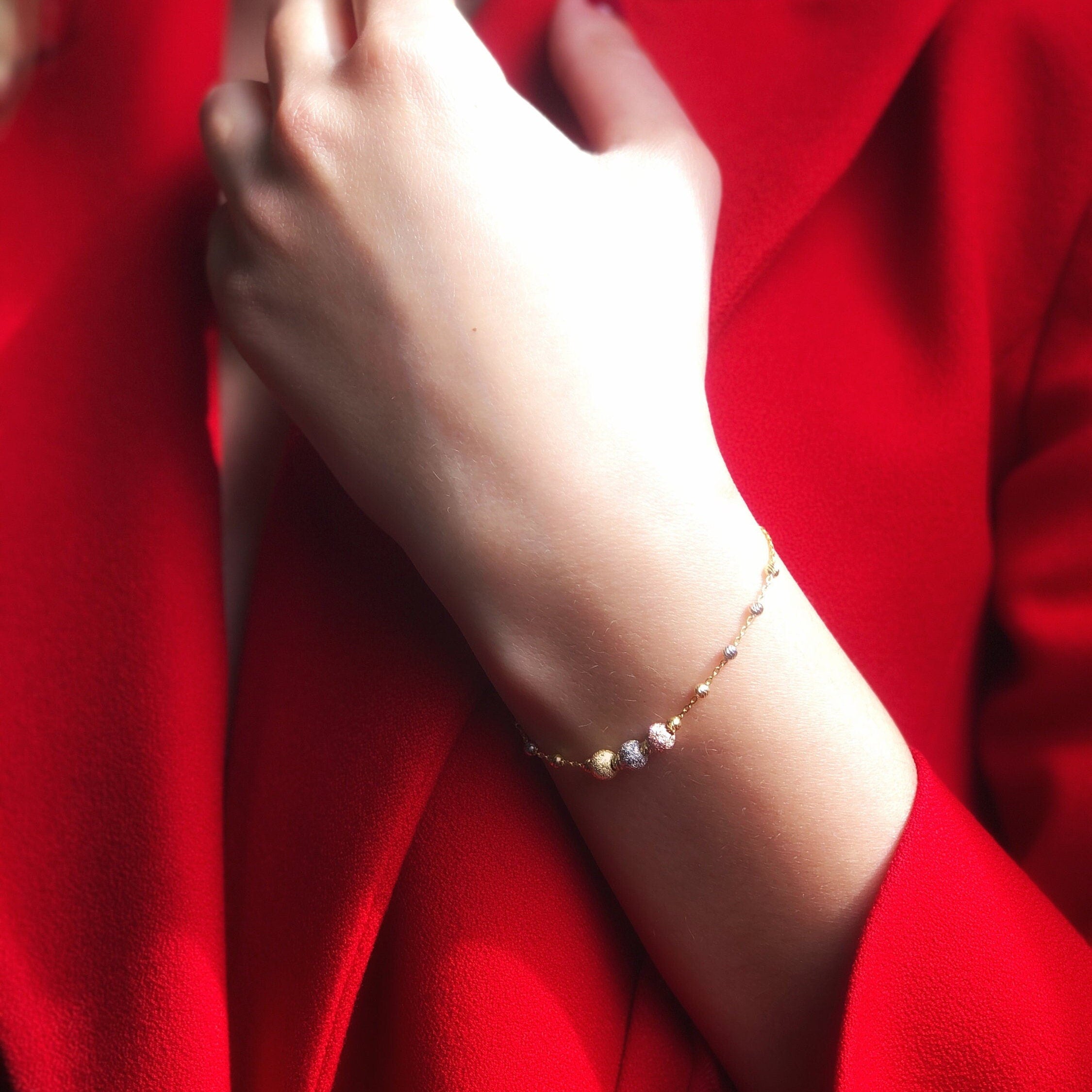 Sterling Silver Sattelite Bracelet - Silver Mini Ball Bracelet - Gold Plated Chain - Silver Bracelet - Bridal Gift - Bridesmaid Gift