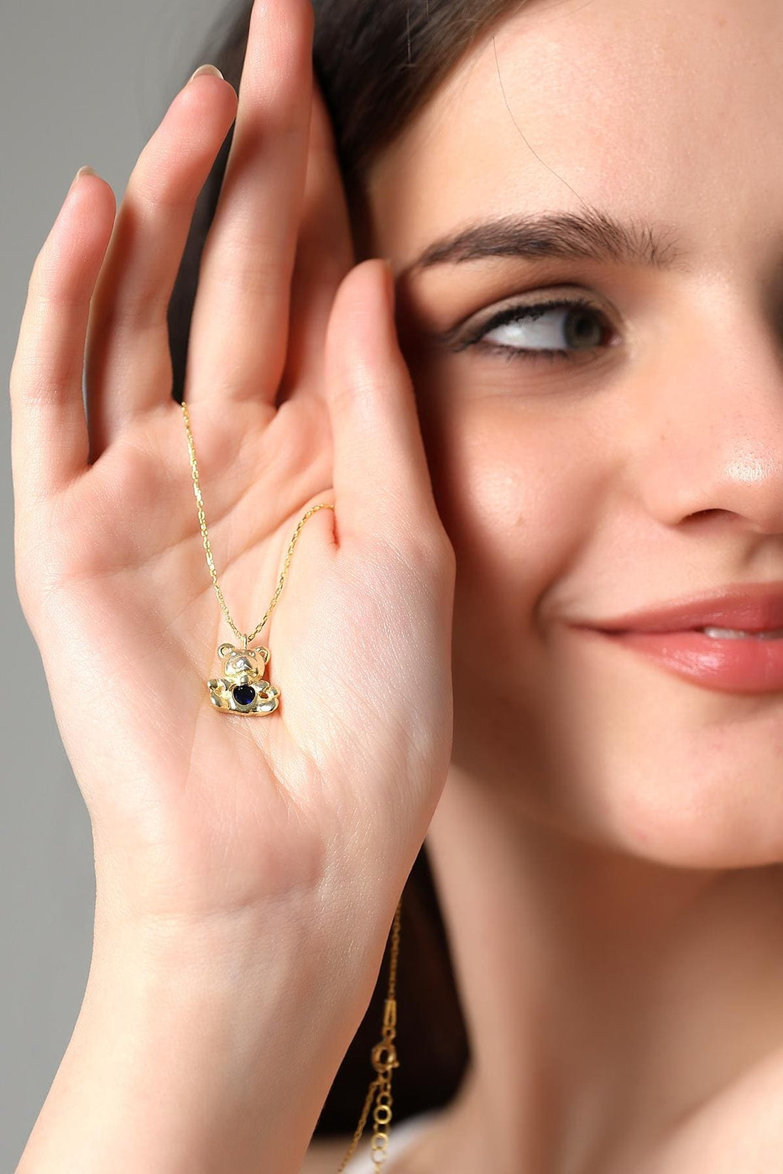 Cute Gold Teddy Bear Necklace , Adorable Teddy Bear, Elegant & Playful Jewelry, Handmade Sterling Silver Jewelry, Sentimental Gift For Women