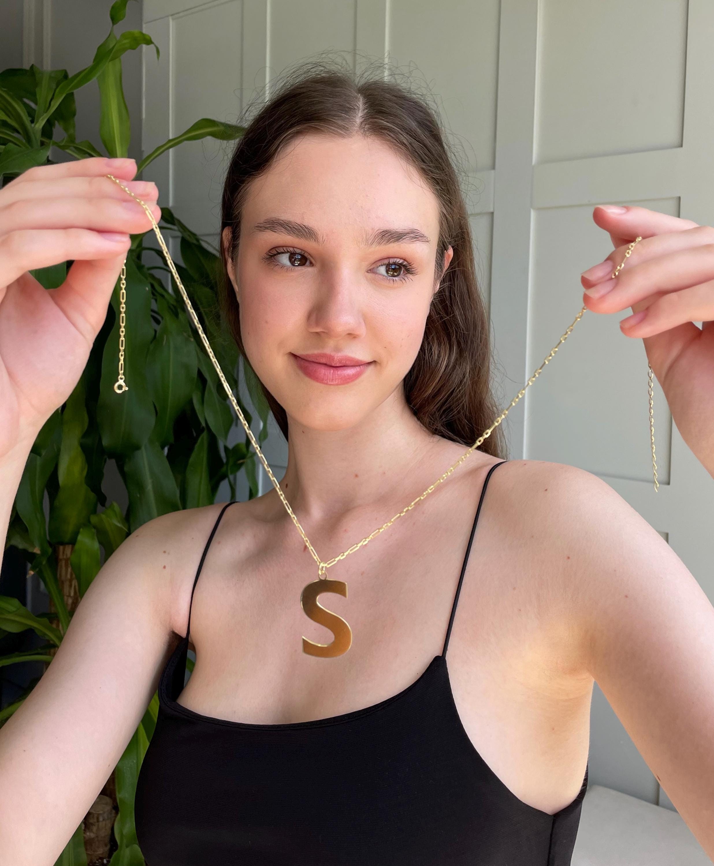 Laser-cut Initial Necklace – Personalized Letter Pendant, Maxi Or Midi