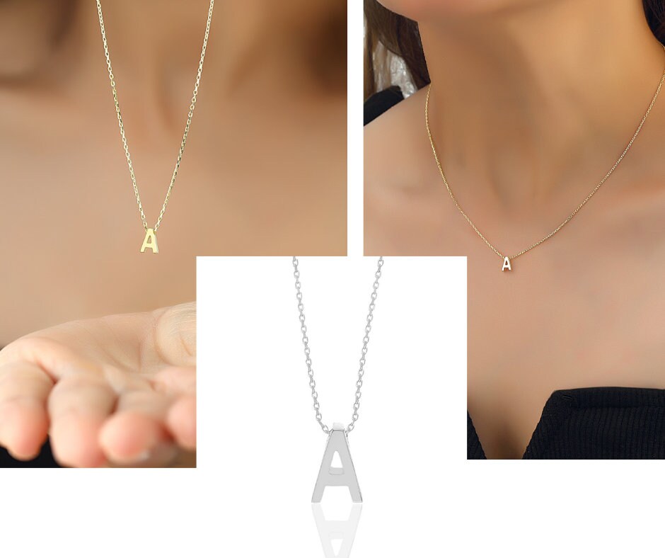 Handmade Personalized Initial Necklace - Sterling Silver Custom Name Necklace, Minimalist Jewelry, Dainty Personalized