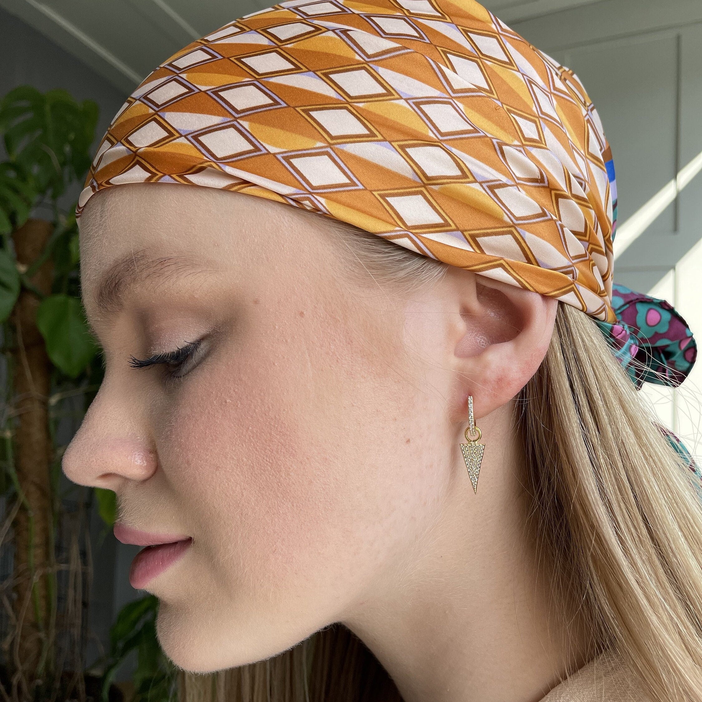 Dainty Triangle Earrings With Zirconia Gems - Gold Color Sterling Silver Dangle Earrings - Chic & Stylish - Summer Jewelry