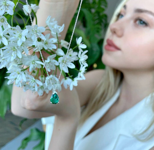 Personalized Birthstone Necklace, Silver Birthstone Necklace, Dainty Sterling Silver Birthstone Necklace,