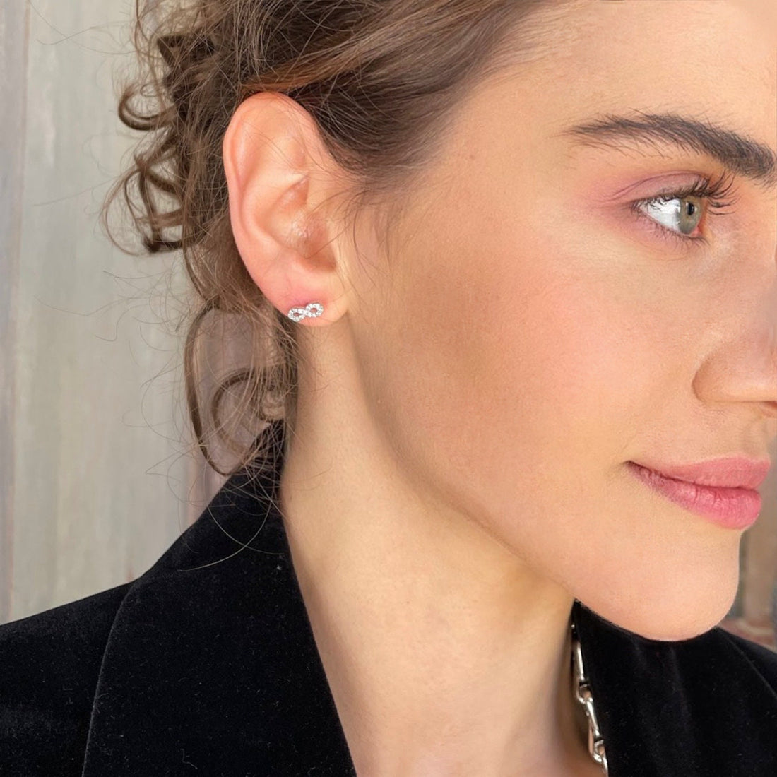 Minimalist Infinity Earrings - Cz Eternal Love Earrings - Infinity Studs - 925 Sterling Silver Jewelry - Love Symbol