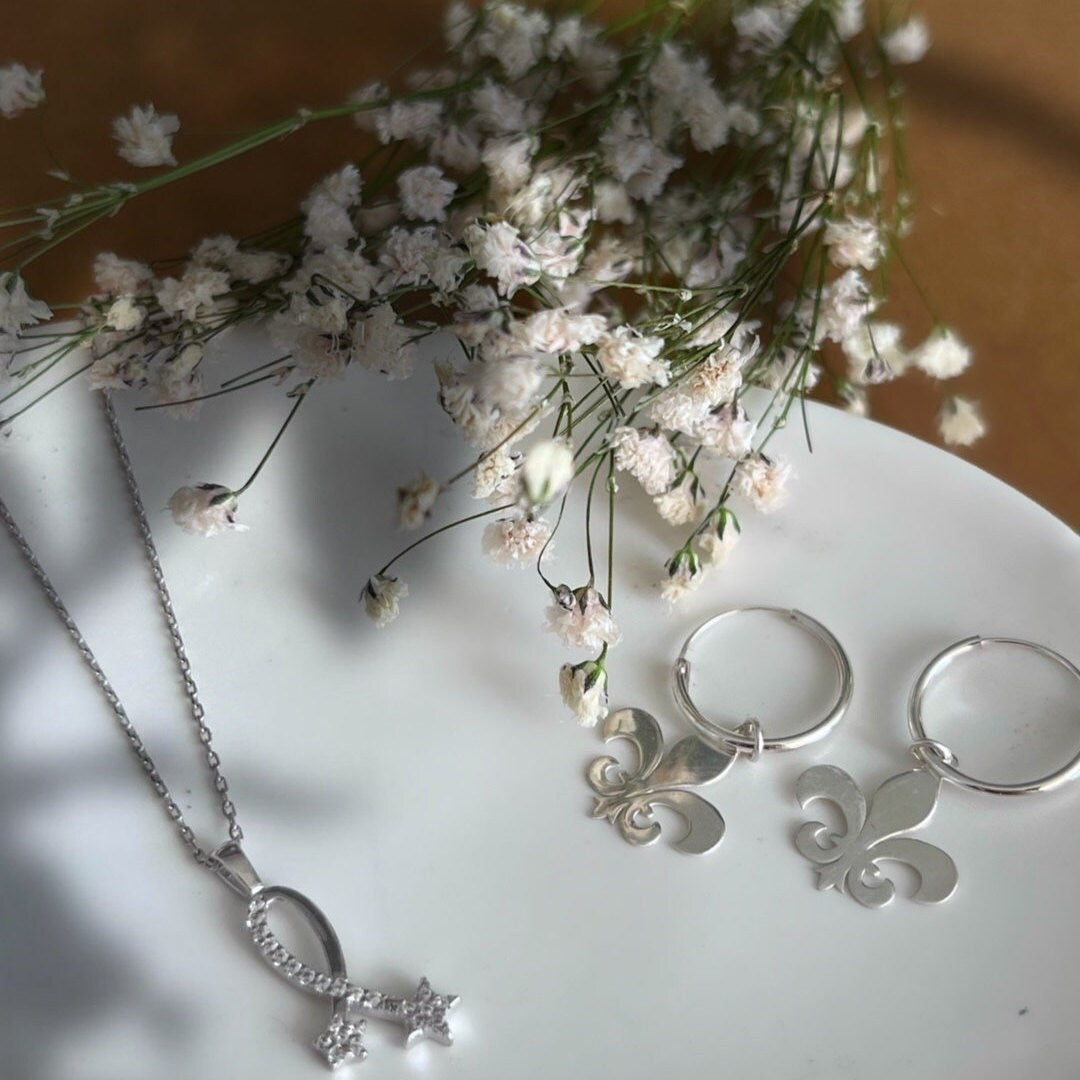 Fleur De Lis Earrings - French Style Jewelry - Sterling Silver Lily Earrings - Vintage Jewelry - Dangle Earrings - Celebrate Pride Month