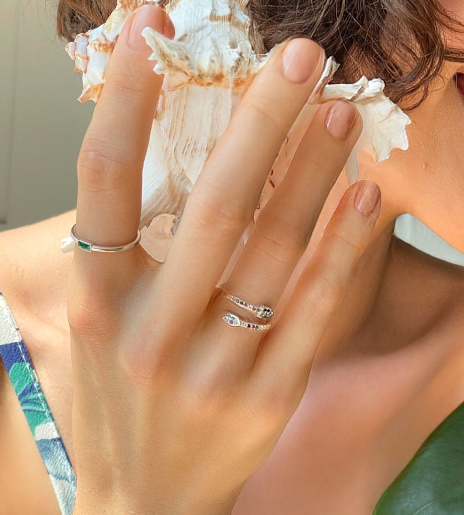 Multicolor Spiral Arrow Ring - Adjustable Silver Ring With Colorful Cz Gemstone - Minimalist & Elegant Jewelry -