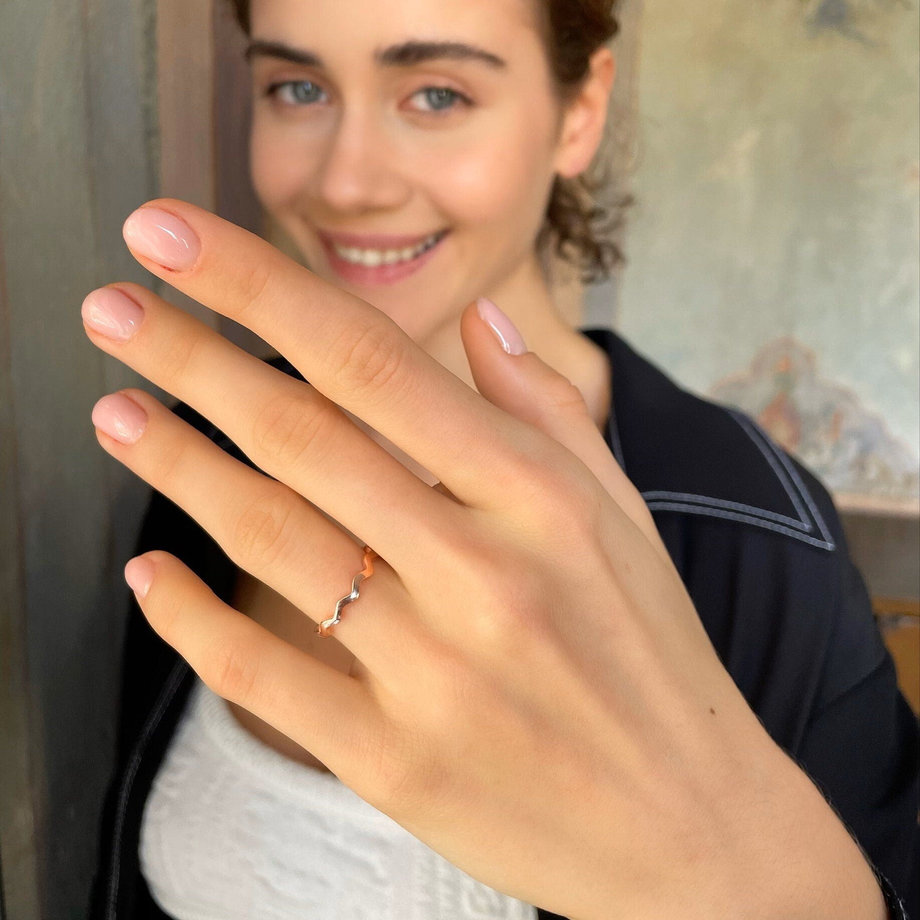 Simple And Elegant Zigzag Ring - Silver, Gold, Rose Gold Zigzag Ring - 925 Sterling Silver Wave Stackable Ring -