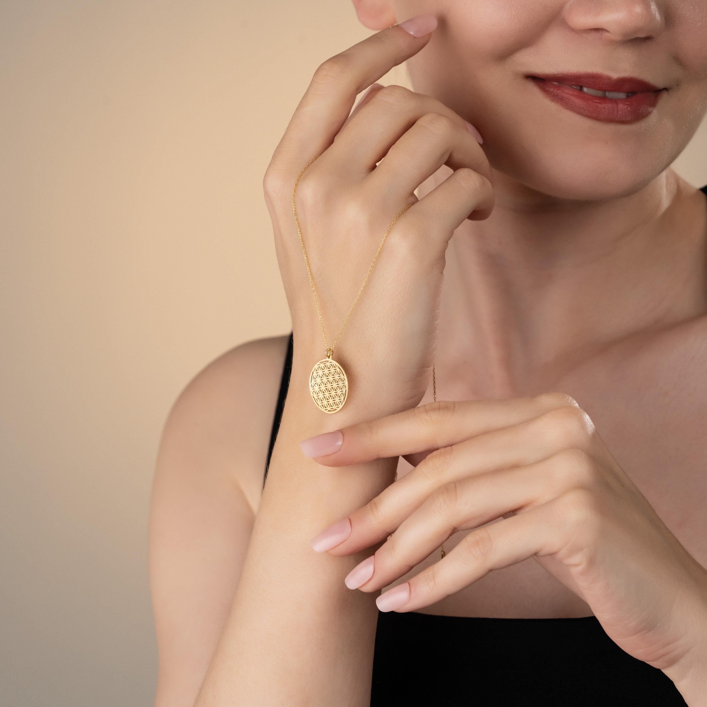 Gold Flower Of Life Medallion Necklace, Sacred Geometry Pendant