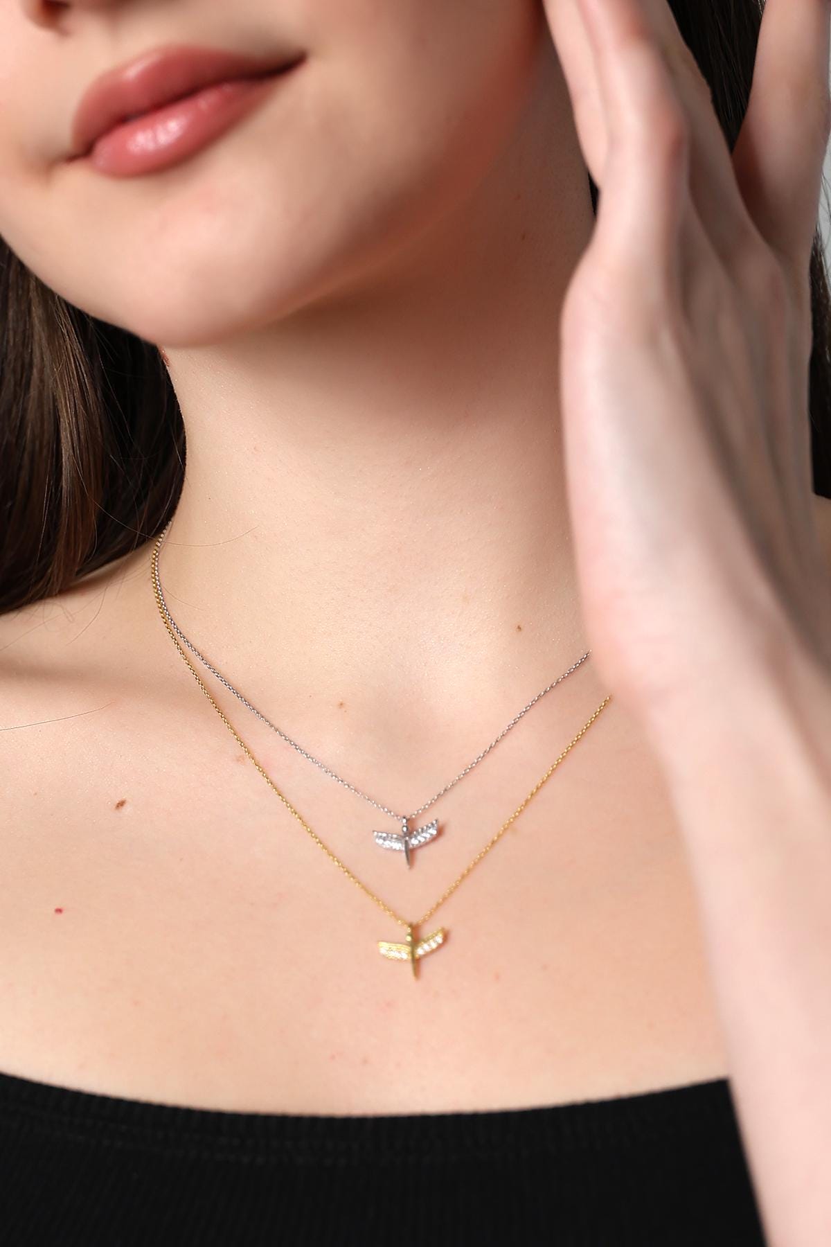 Petite Silver Angel Charm Necklace , Minimalist Angel Pendant , Silver/gold/rose Gold Options , Delicate Charm Jewelry , Personalized Gift