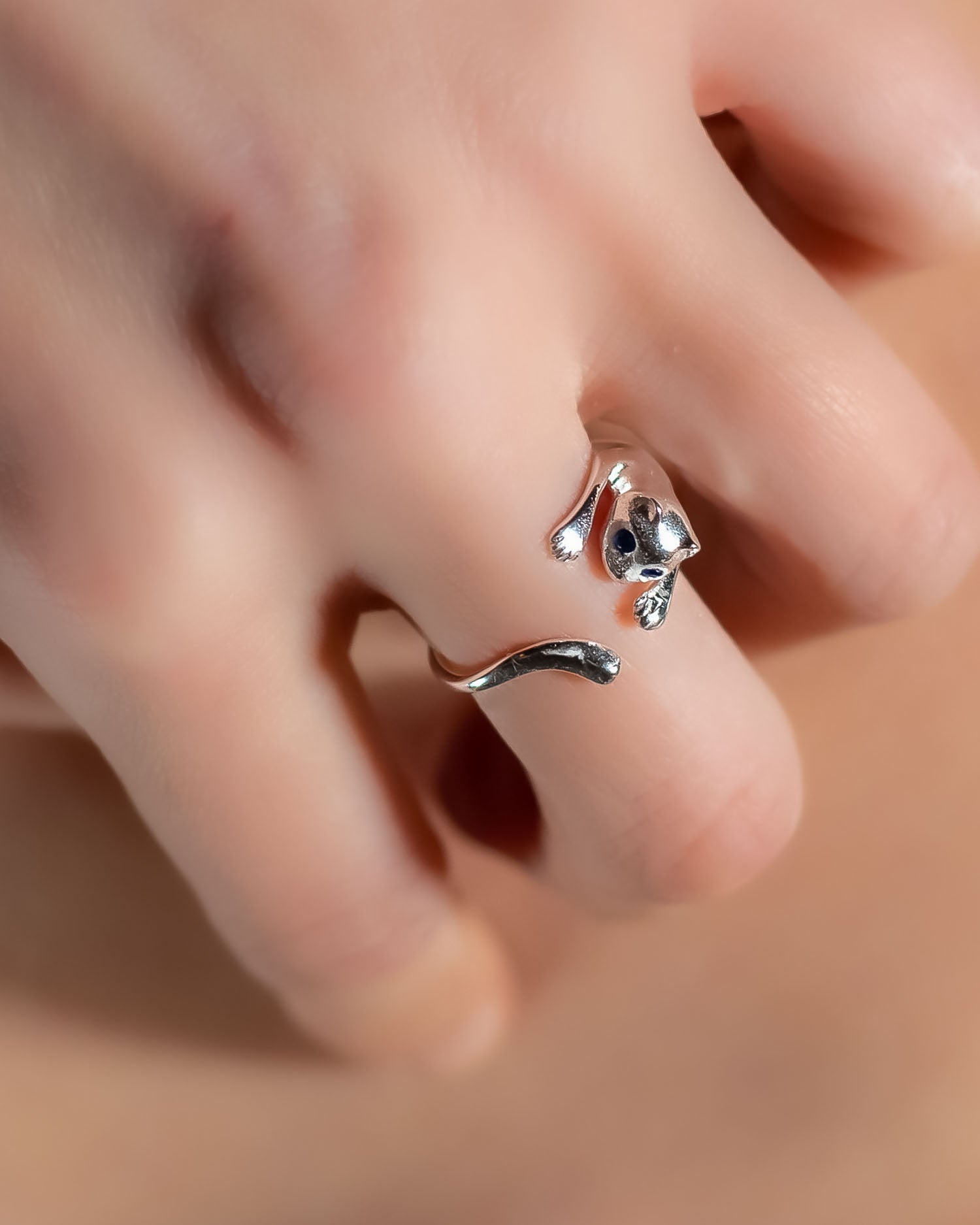 Adjustable Cat Ring | Silver Cat Ring | Hugging Hand Ring | Cute Cat Ring | Animal Lover Ring | Gift For Cat Lovers |, Personalized Gift