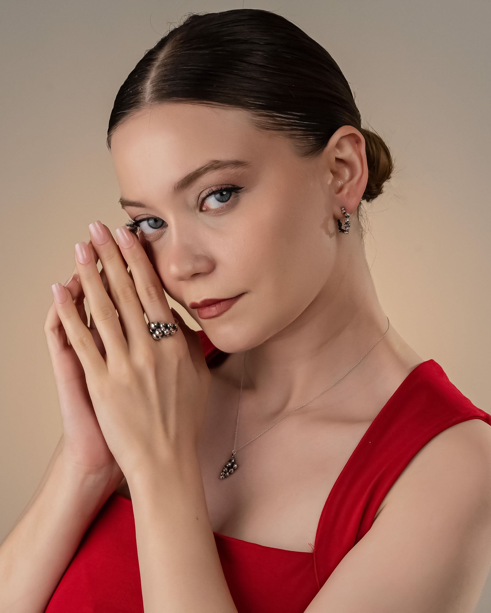 Chunky Silver Bead Cluster Ring , Grape Cluster Inspired Ring , Handmade Bubble Ring , Bold Statement Ring For Women, Boho Bold Ring