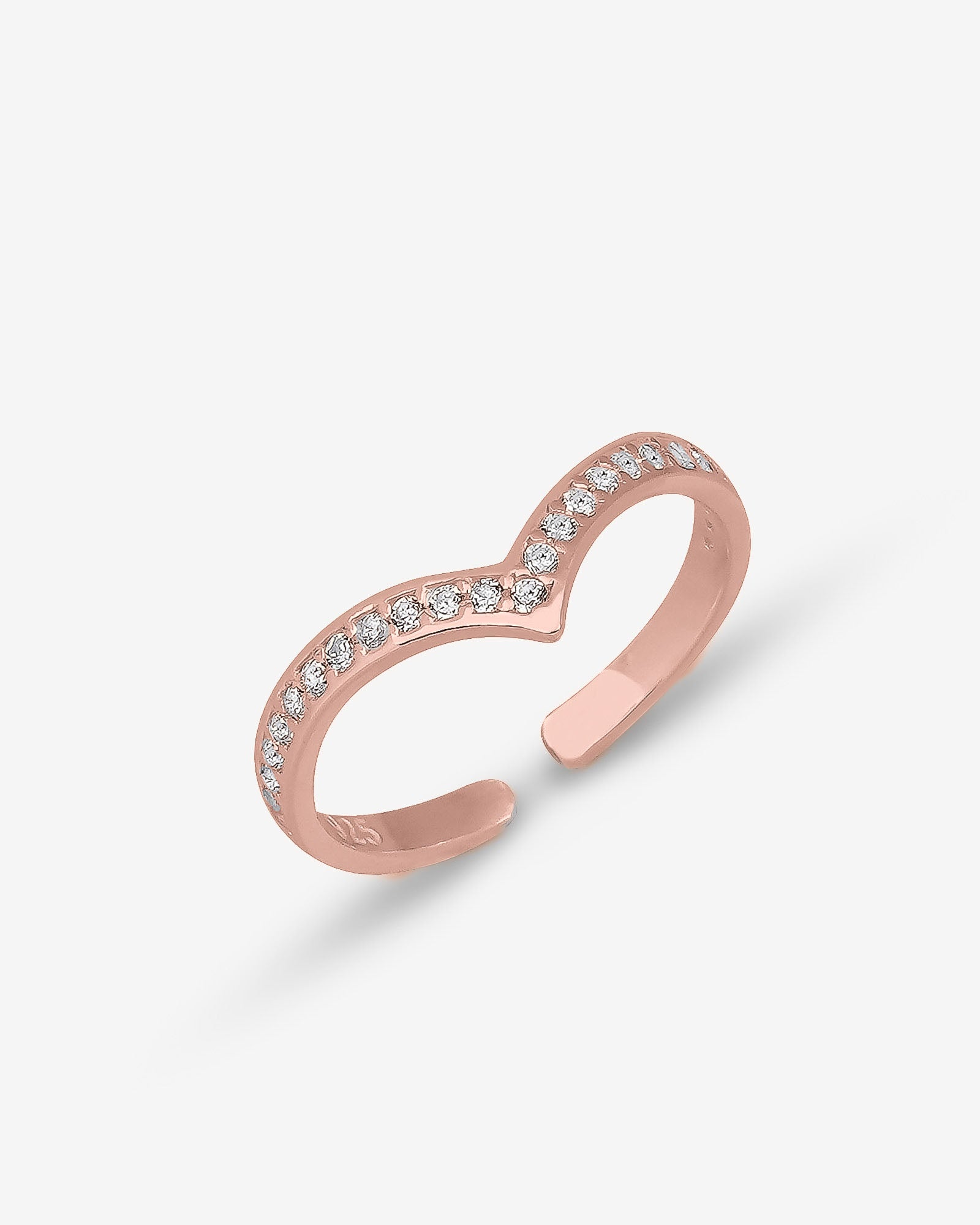 V Shape Wedding Band - Sparkling Curved Ring - Chevron Ring - Cz Sterling Silver Jewelry - Elegant V Band -