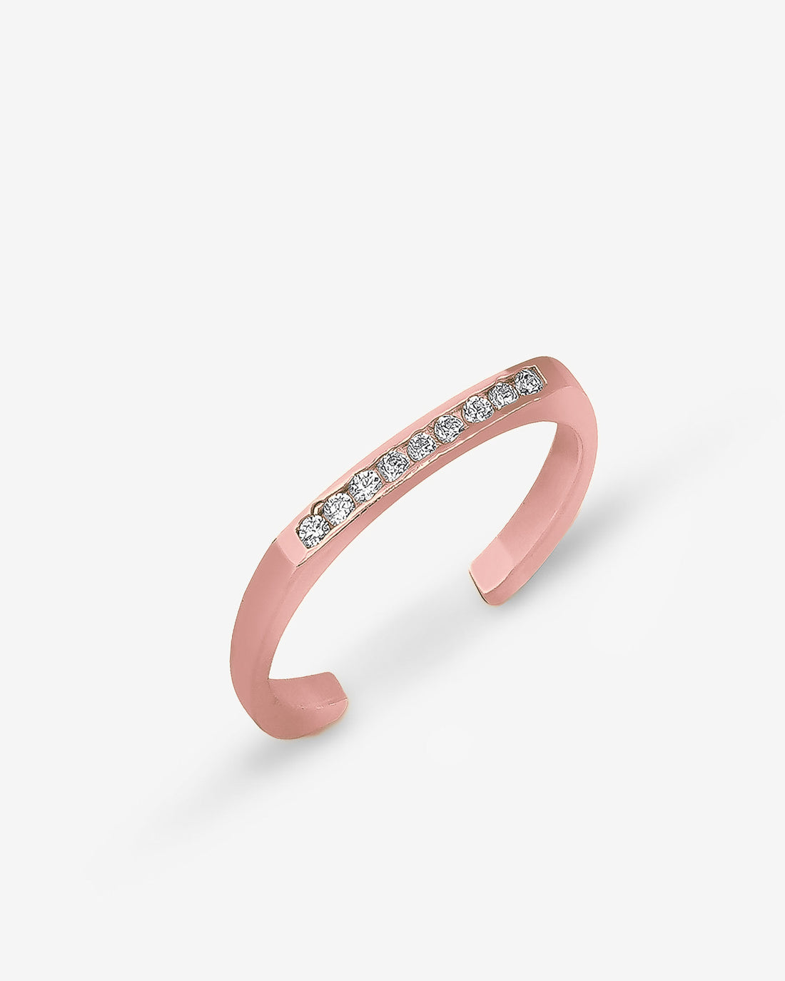 Rose Gold Signet Bar Ring With Zirconia - Minimalist Geometric Ring - Flat Top Cz Ring - Dainty Silver Jewelry For Women - Engagement Ring