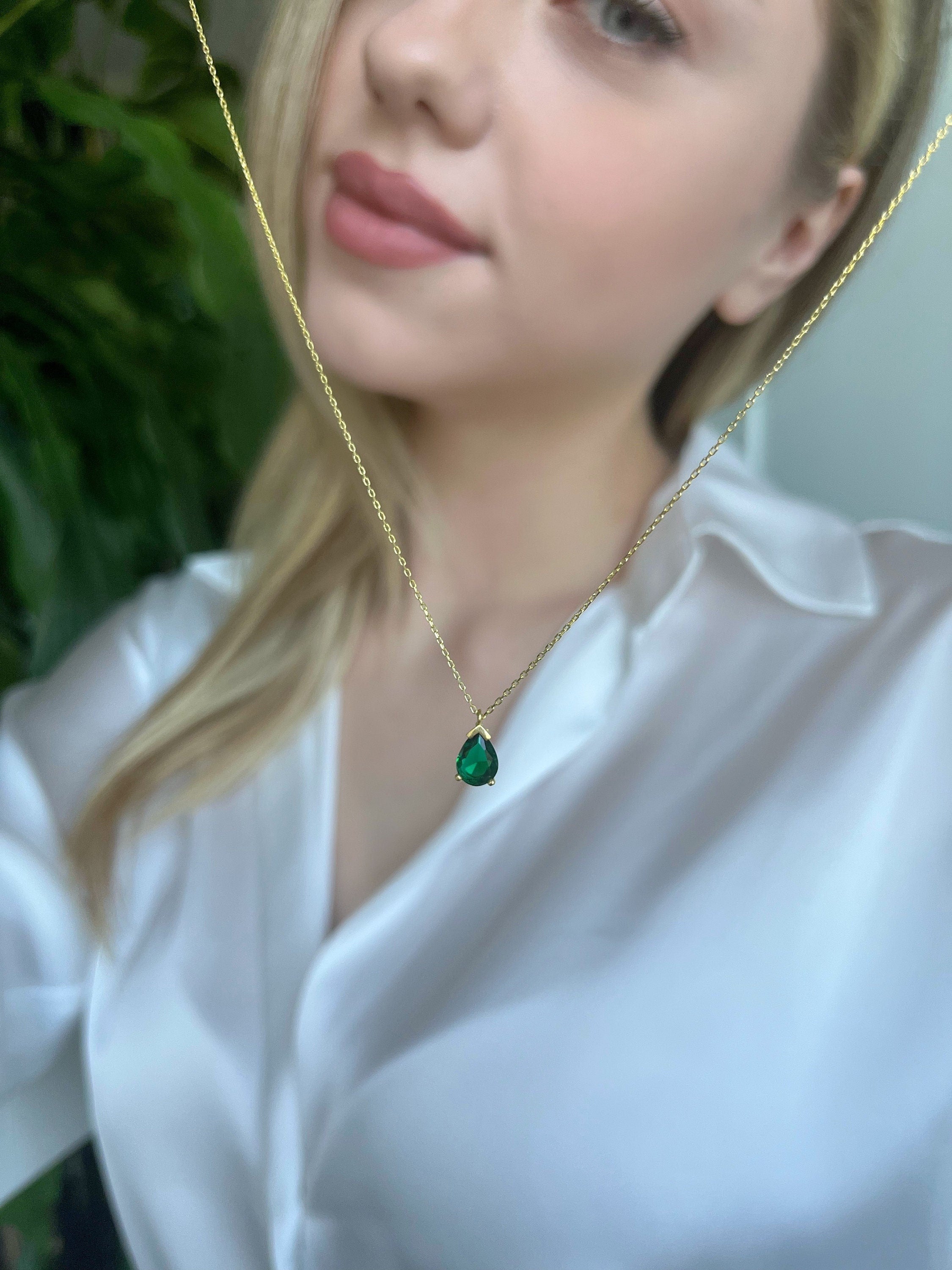 Catherine Teardrop Gold Color Chain - Delicate Emerald Birthstone - Gold/rose/silver Chain - All Color Birthstone - Mothers Day Necklace