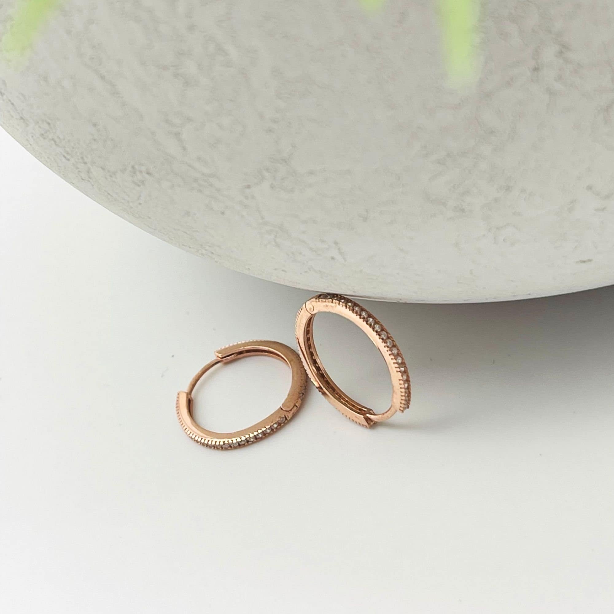 Cz White Zircon Hoop Earrings - Huggie Hoop Earrings - Cz Pave White Colour Hoops - Drop Earrings - Minimalist Hoops