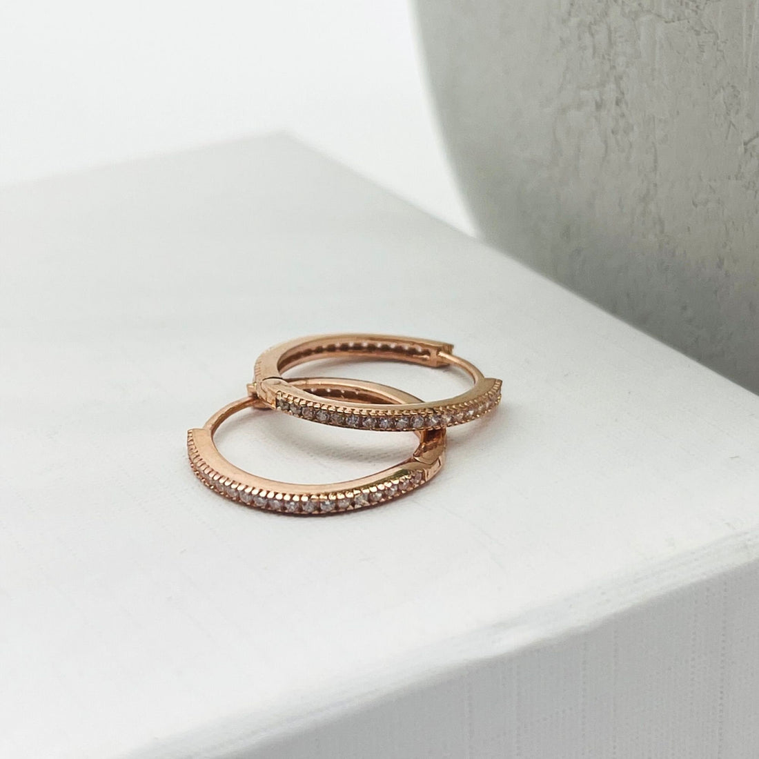 Cz White Zircon Hoop Earrings - Huggie Hoop Earrings - Cz Pave White Colour Hoops - Drop Earrings - Minimalist Hoops