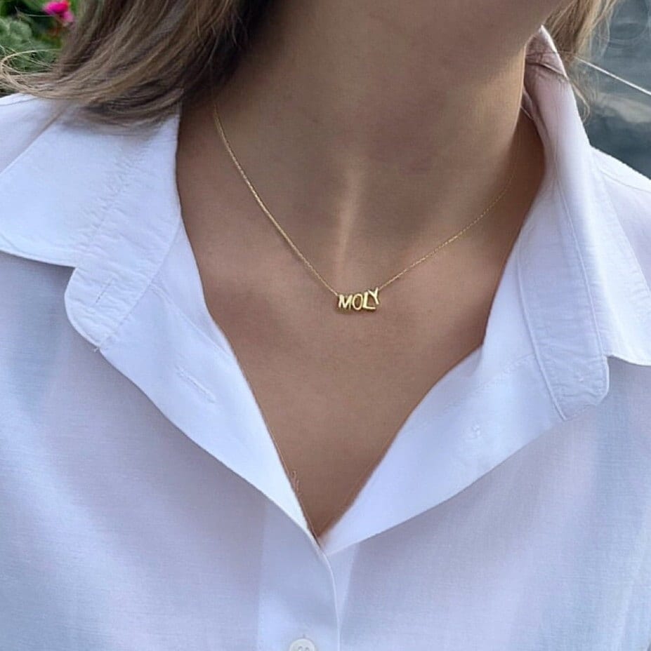 Customized Name Necklace, Personalized Initial Name Necklace, Handmade Personalized Initials, Custom Made Idea,delicate Silver Necklace