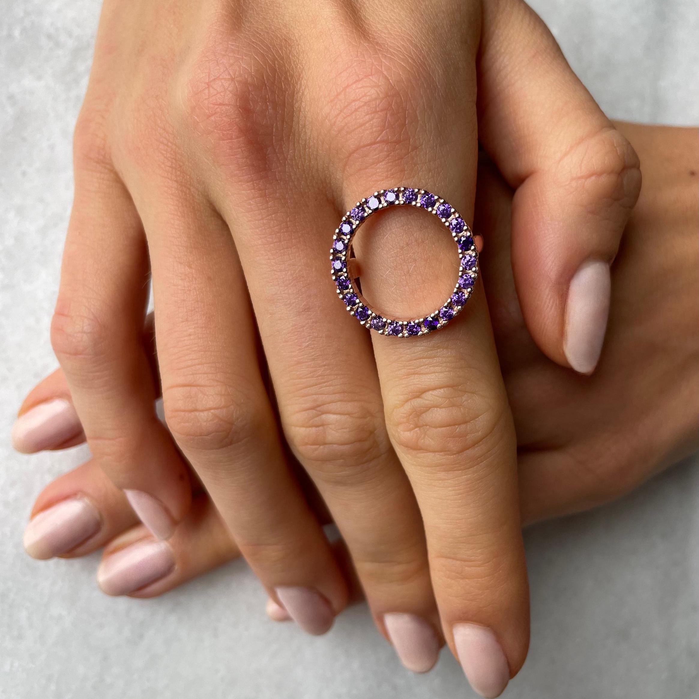 Cz Halo Ring - Sparkling Open Circle Ring - Minimalist Sterling Silver Jewelry - Zirconia Jewelry - Dazzling Crystal Halo Ring - Unique Gift