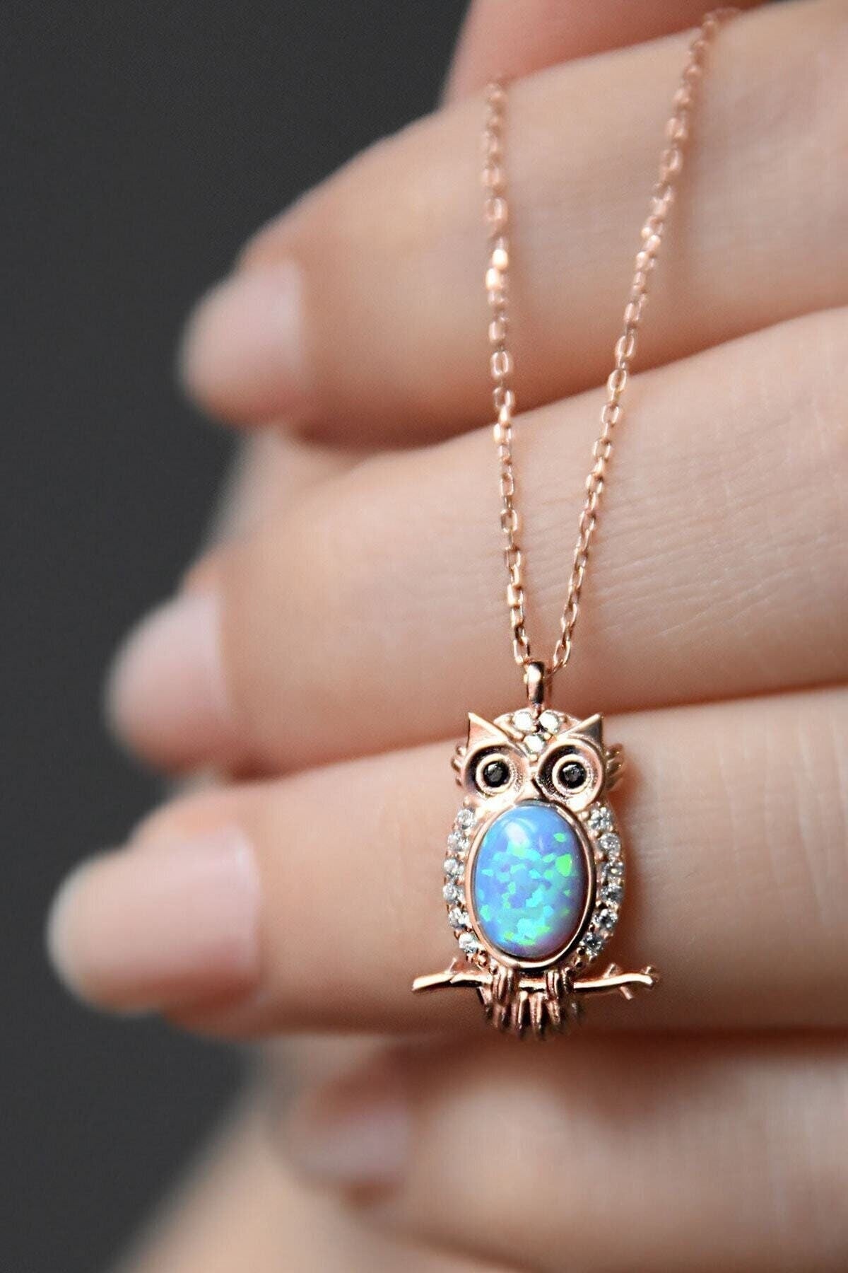 Owl Pendant Sterling Silver Necklace, Guardian Owl,animal Necklace,blue Cubic Zircon Pendant, Meaningful , Wisdom Symbol Jewelry