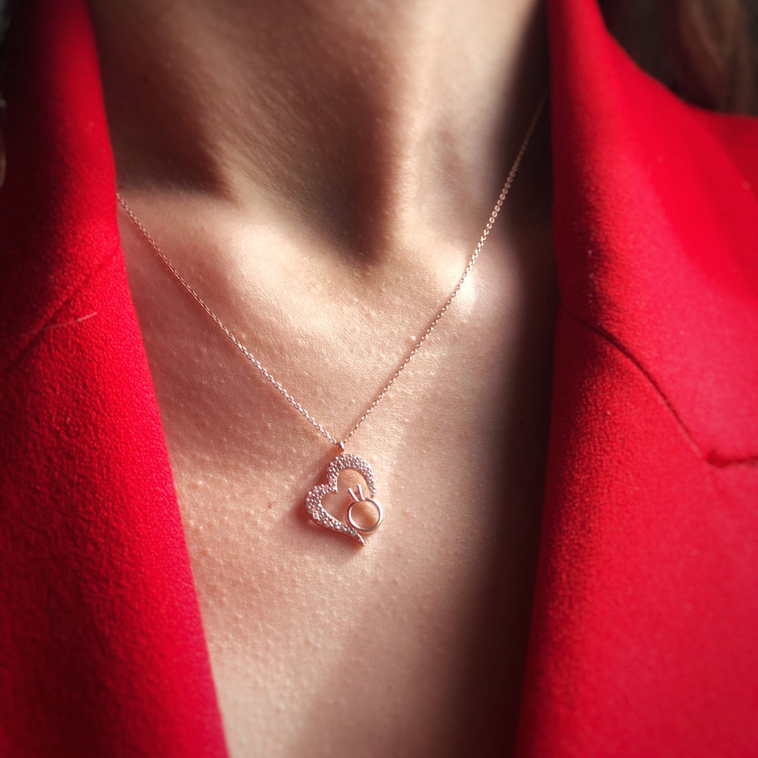 Engraved Heart Pendant Necklace, Heart Shape Pendant, Rose Gold Plated Minimalist Necklace,love Necklace For Women