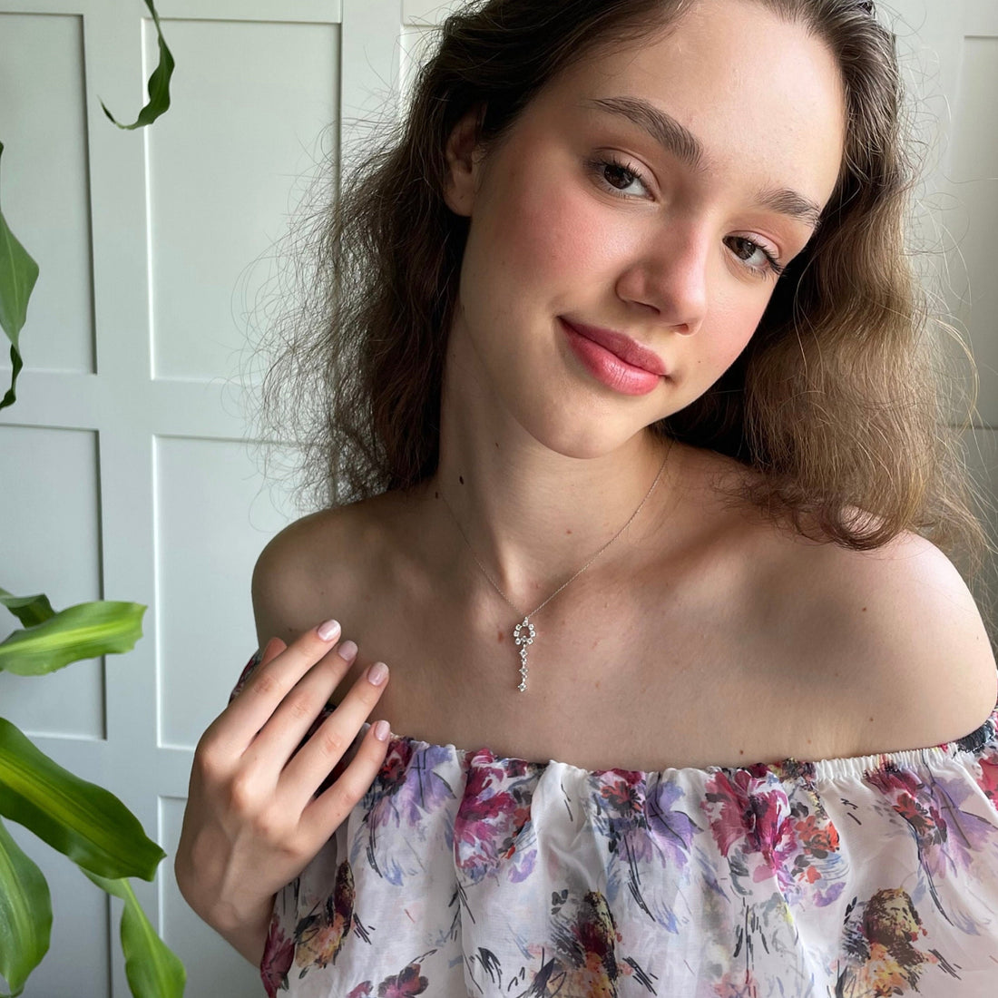 Floral Elegance Rhinestone Dangle Necklace - Cz Dangle Pendant - Flower Necklace - Sparkling Sterling Silver Jewelry