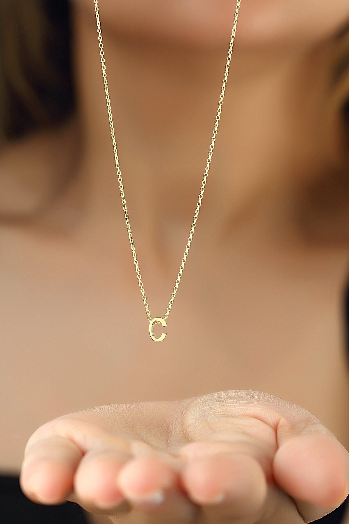 Personalized Initial Necklace, Sterling Silver Letter Pendant