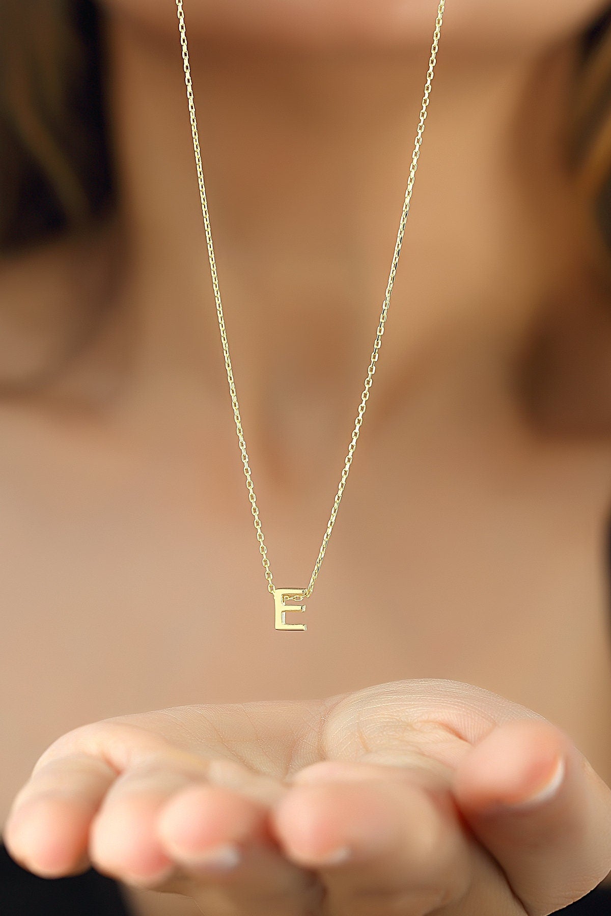 Personalized Initial Necklace, Sterling Silver Letter Pendant