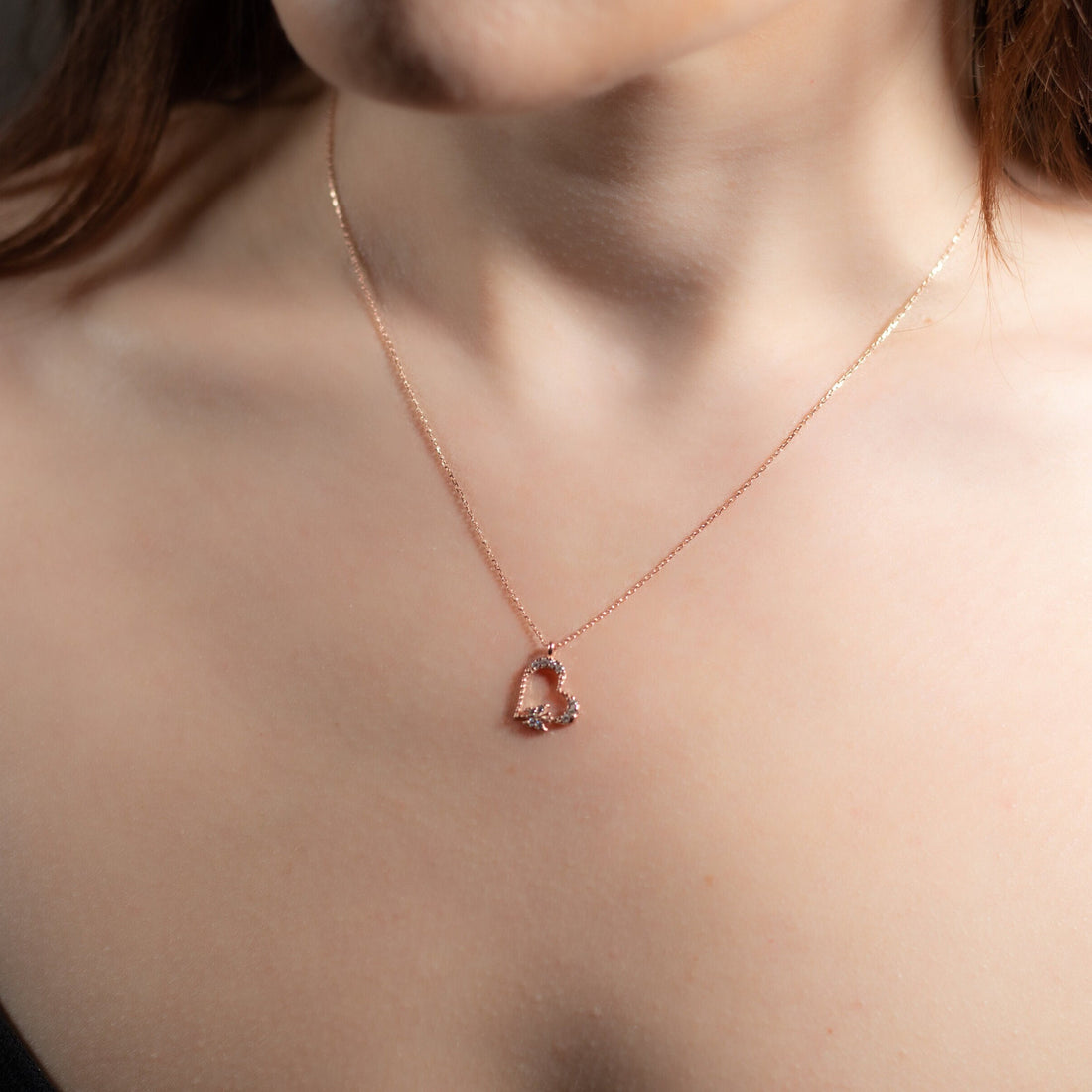 Rose Gold Sterling Silver Heart With Butterfly Pendant Necklace For Women | Sterling Silver Necklace For Summer | Silver Chain Necklace