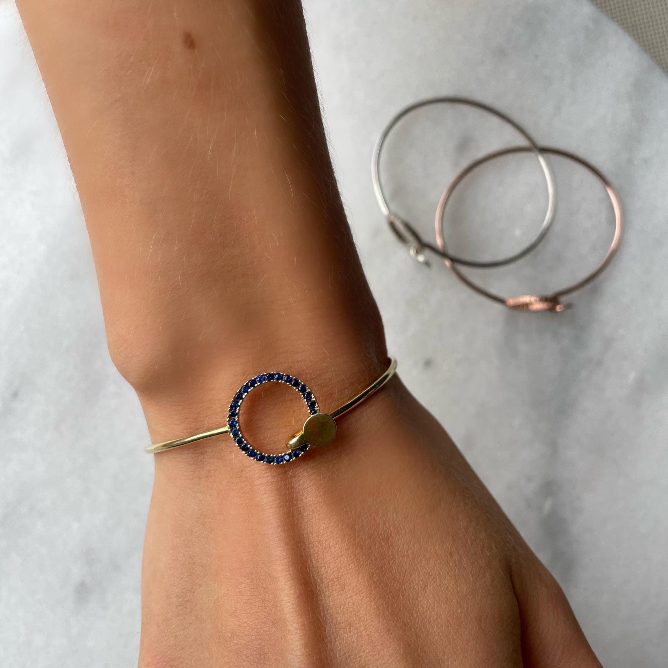 Cubic Zirconia Circle Cuff Bracelet - Silver / Gold / Rose Gold Circle Bangle - Dazzling Circle Cuff Bracelet - Fancy Bracelet