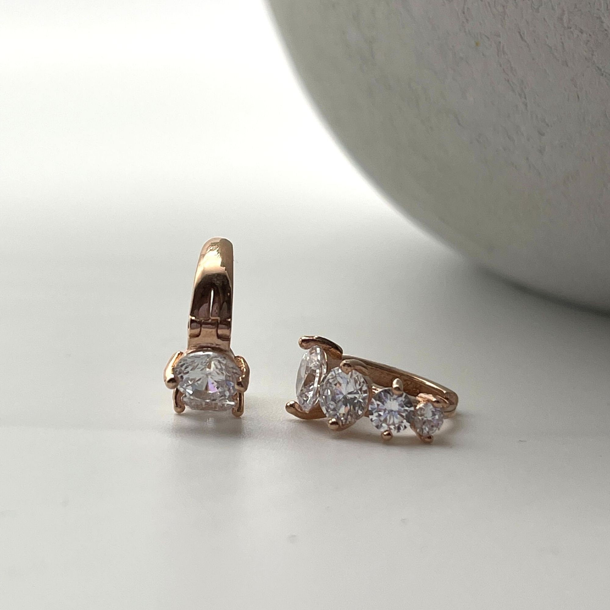 Cz Hoop Earrings - Rose Gold Huggie Hoop Earrings - Pave Ring Hoops - Cartilage Hoop Earrings - Pave Cz Huggie Hoops