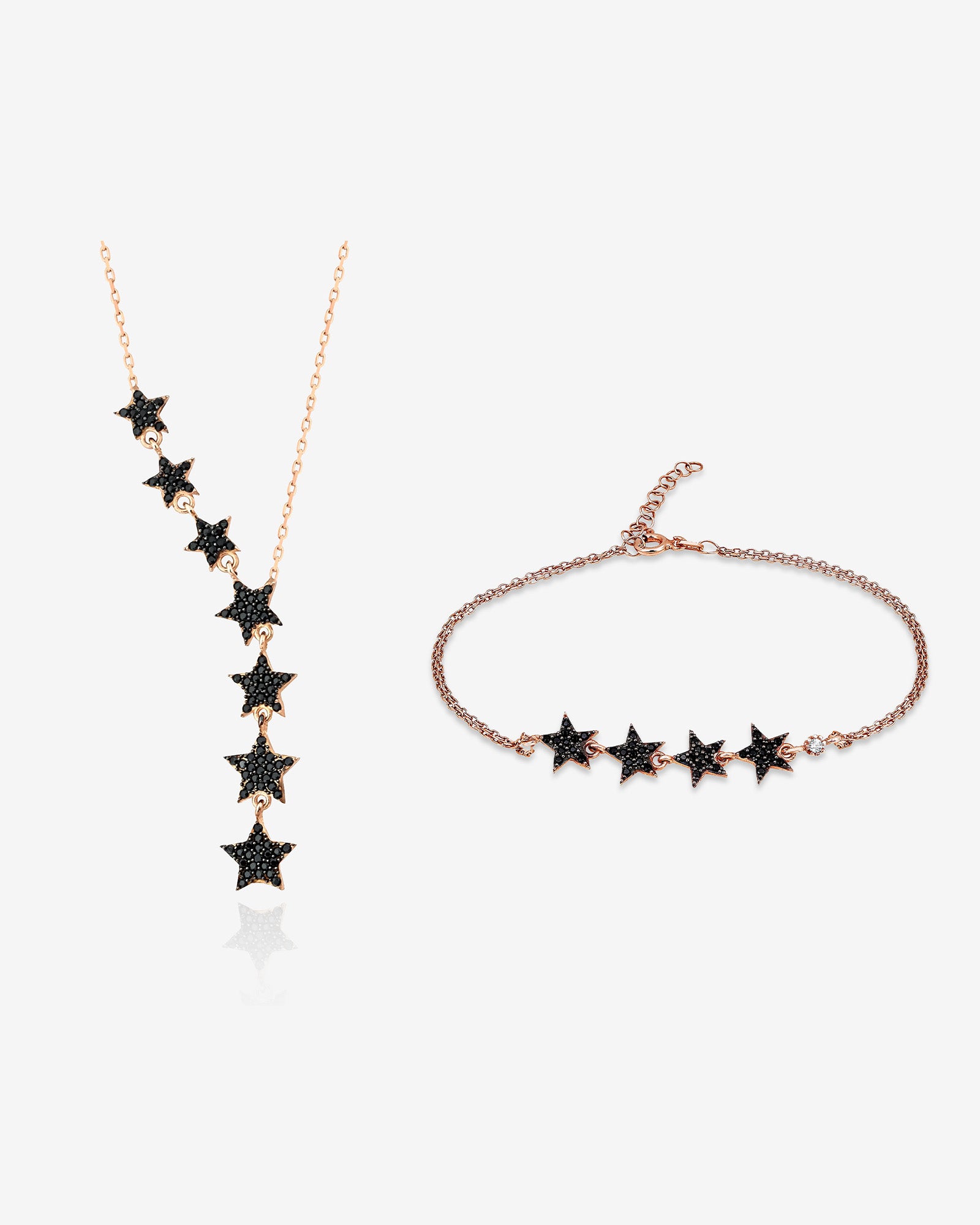 Star Lariat Jewelry Set - Rose Gold Star Lariat Necklace & Bracelet Set - Sterling Silver Jewelry - Summer Jewelry