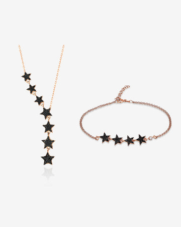 Star Lariat Jewelry Set - Rose Gold Star Lariat Necklace & Bracelet Set - Sterling Silver Jewelry - Summer Jewelry