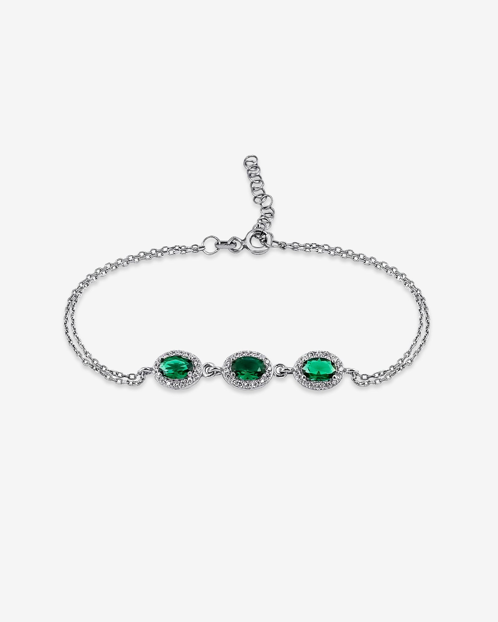 Sparkling Emerald Jewelry Set - Oval Cut Green Gemstone Necklace, Bracelet And Earrings - Dainty Sterling Silver Jewelry Set For Women