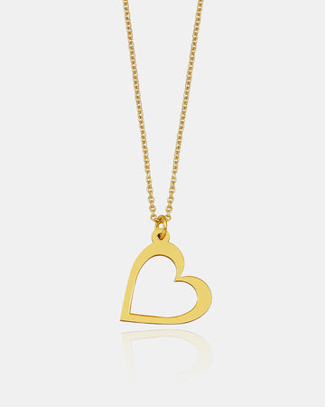Romantic Heart Charm Necklace - Minimalist & Dainty Heart Pendant - Gold Color Love Pendant - Sterling Silver Jewelry - Valentine's Day Gift