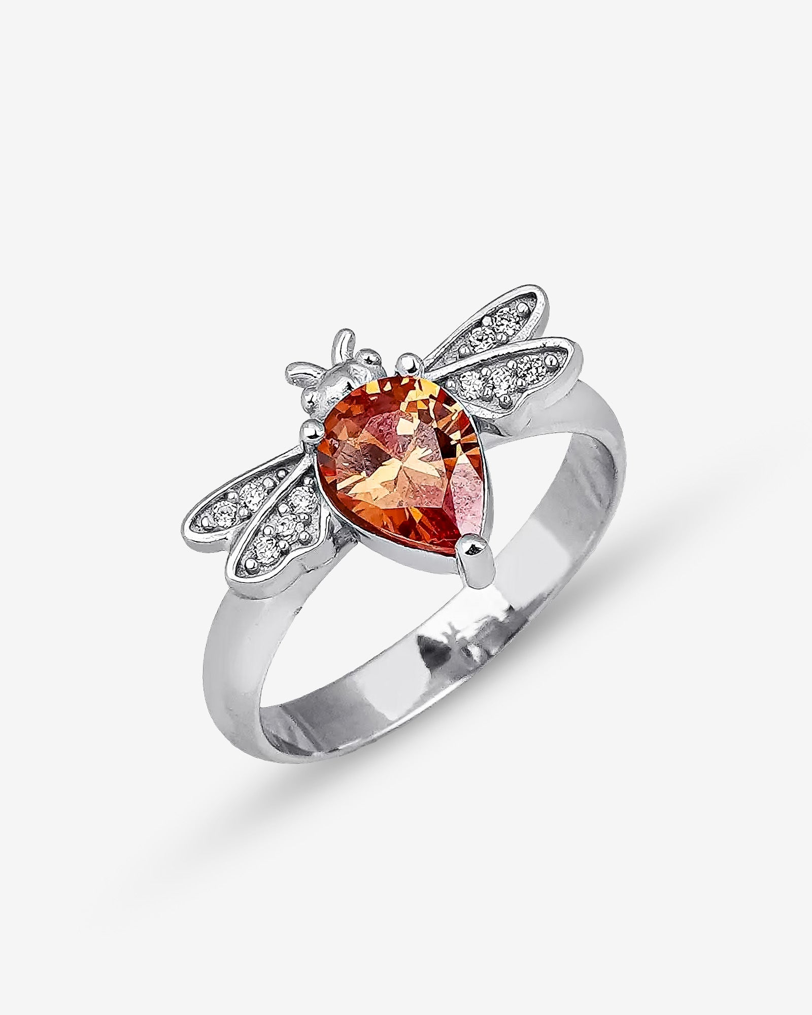 Elegant Beefancy Jewelry Set - Honeybee Inspired Necklace, Earrings And Ring Ensemble - Champagne Gemstone Stylish Honeybee Trio Set